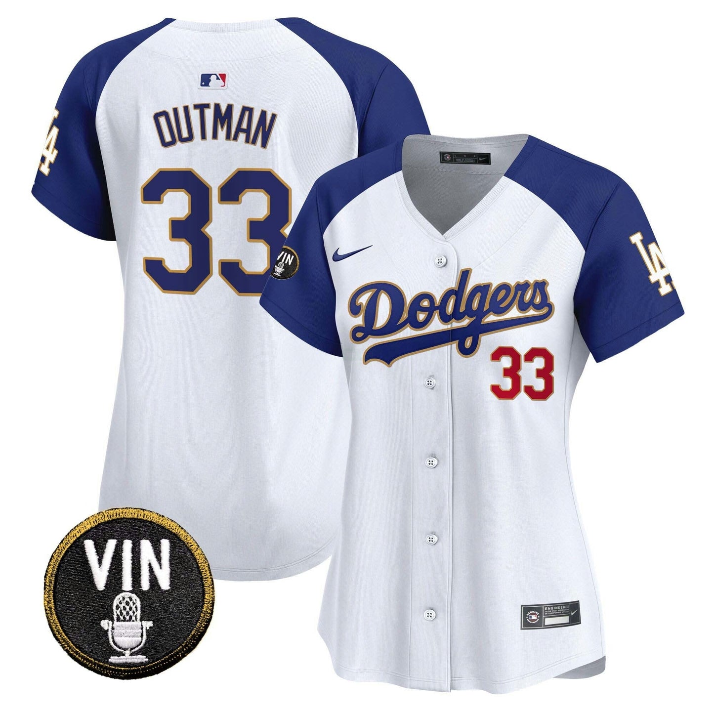 Camisa MLB Women’s Vin Scully Patch Dourada Trim Vapor Premier Limited Jersey