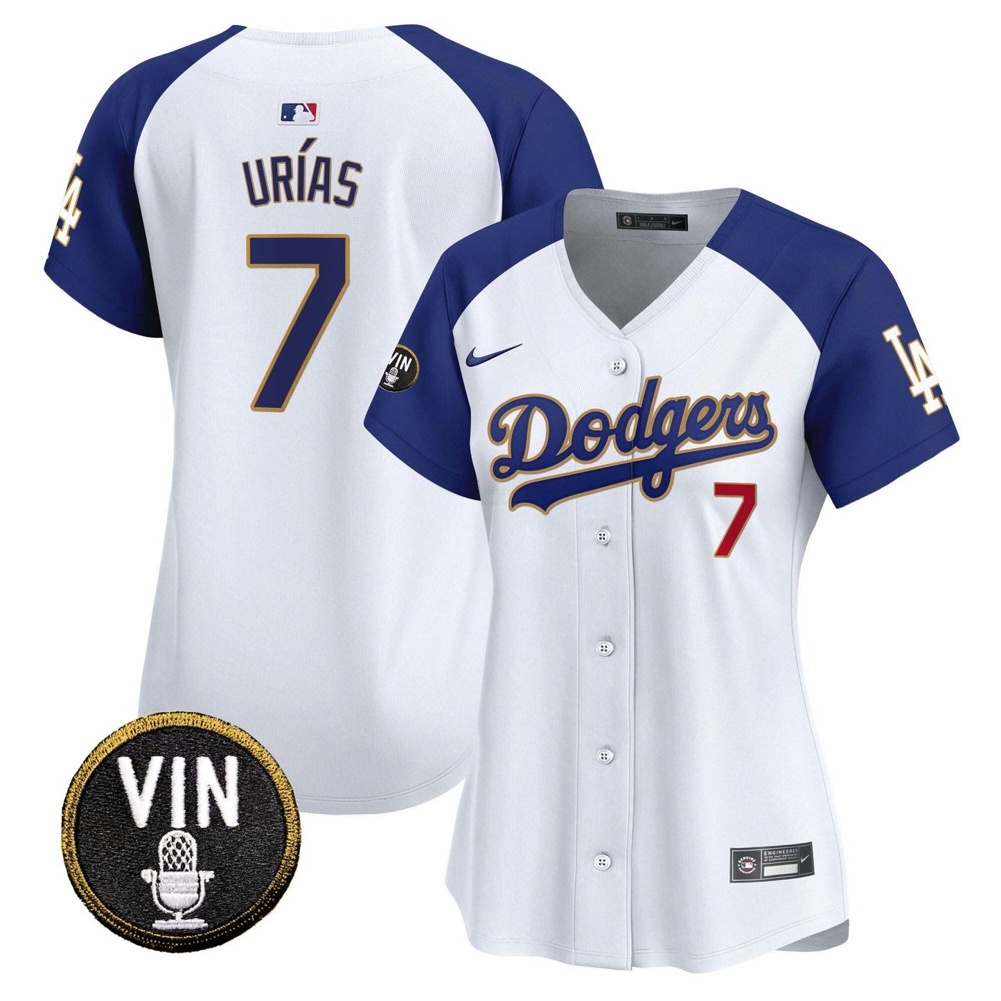 Camisa MLB Women’s Vin Scully Patch Dourada Trim Vapor Premier Limited Jersey