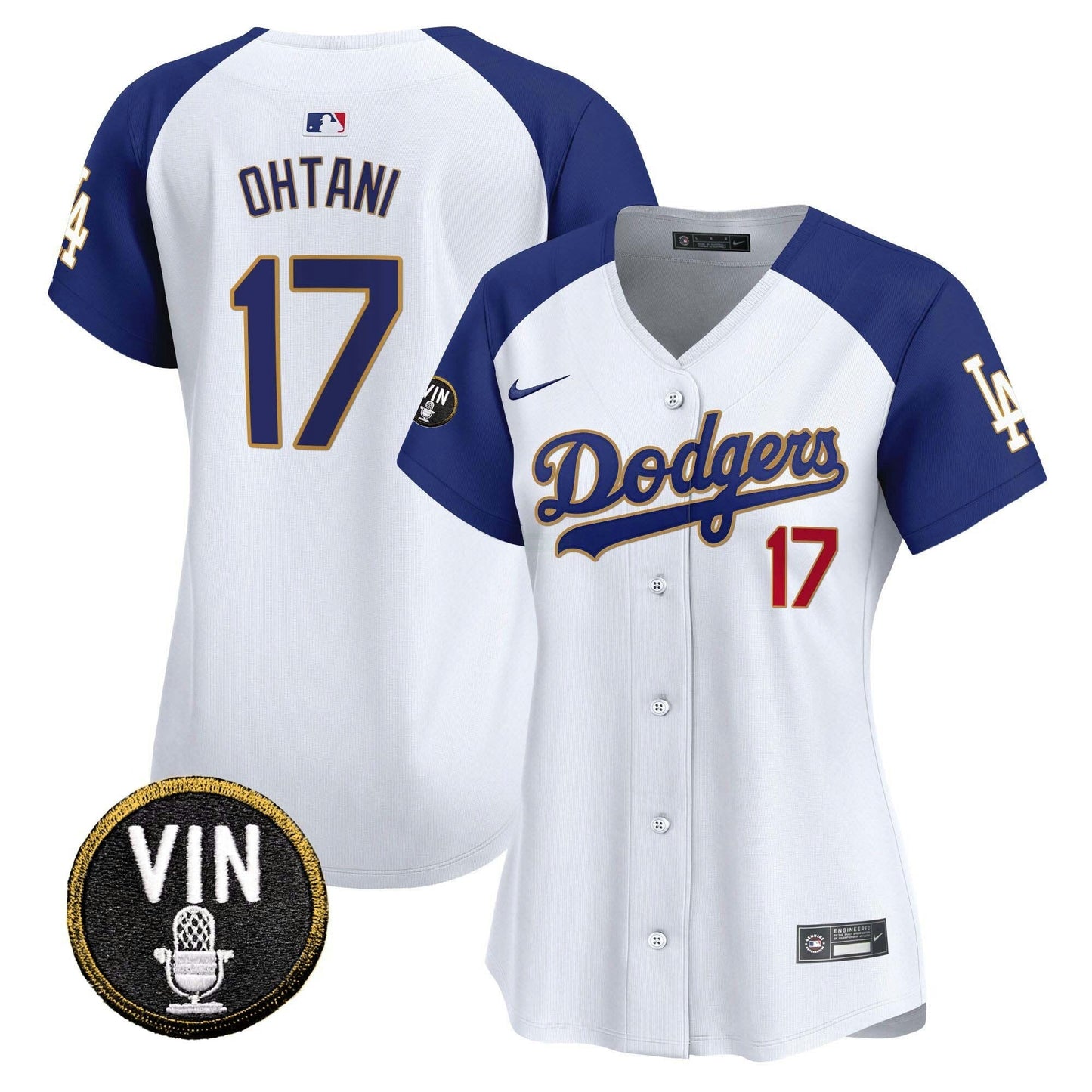 Camisa MLB Women’s Vin Scully Patch Dourada Trim Vapor Premier Limited Jersey