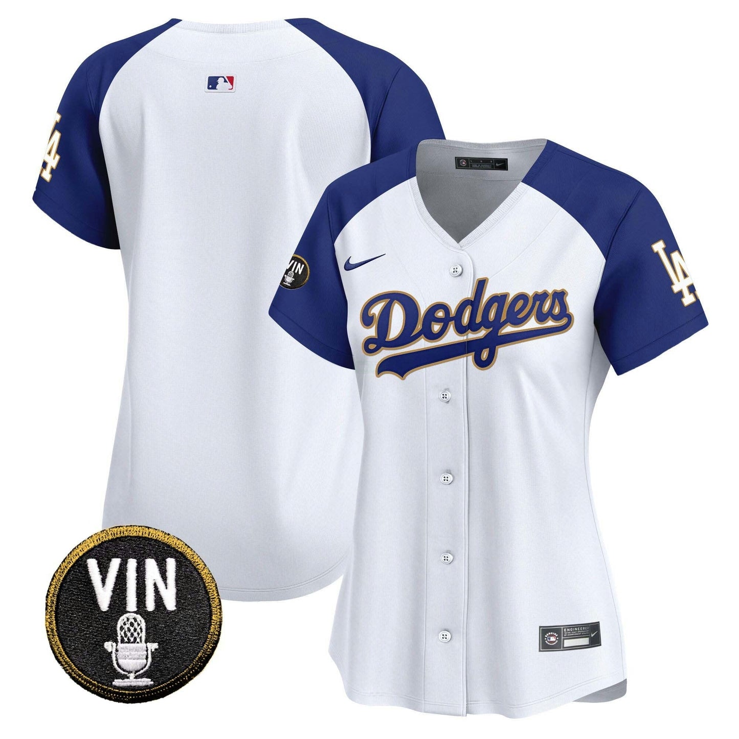 Camisa MLB Women’s Vin Scully Patch Dourada Trim Vapor Premier Limited Jersey