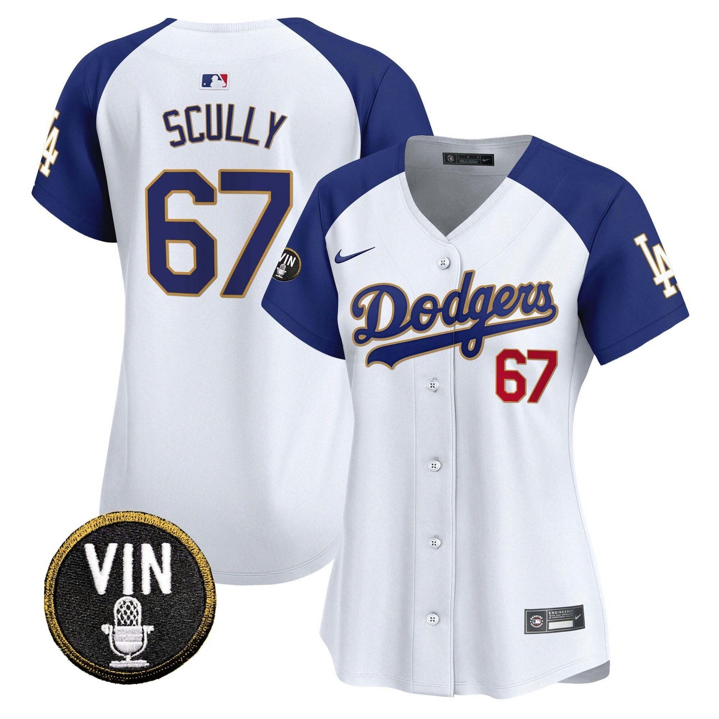 Camisa MLB Women’s Vin Scully Patch Dourada Trim Vapor Premier Limited Jersey
