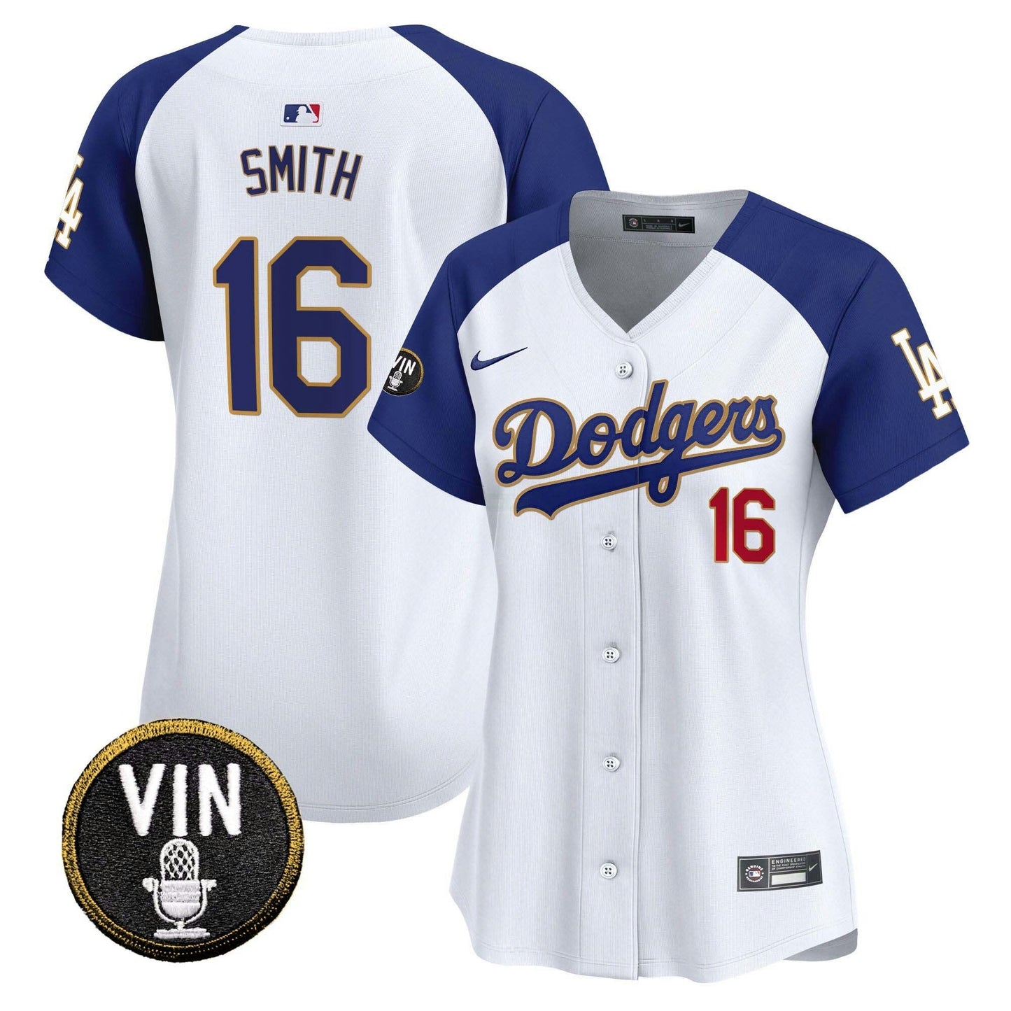 Camisa MLB Women’s Vin Scully Patch Dourada Trim Vapor Premier Limited Jersey