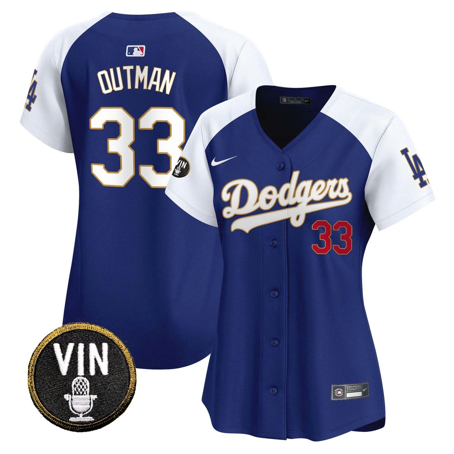 Camisa MLB Women’s Vin Scully Patch Dourada Trim Vapor Premier Limited Jersey