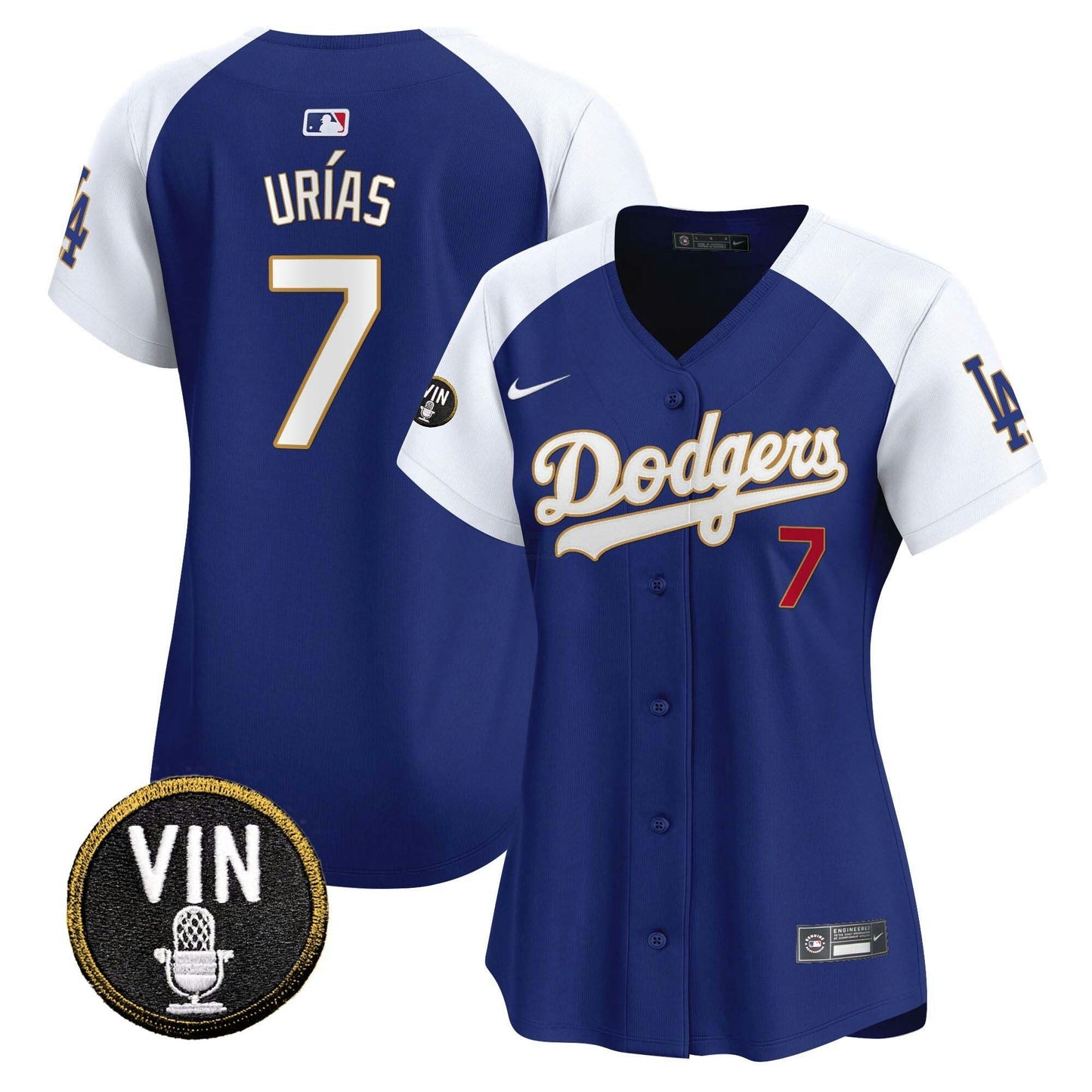 Camisa MLB Women’s Vin Scully Patch Dourada Trim Vapor Premier Limited Jersey