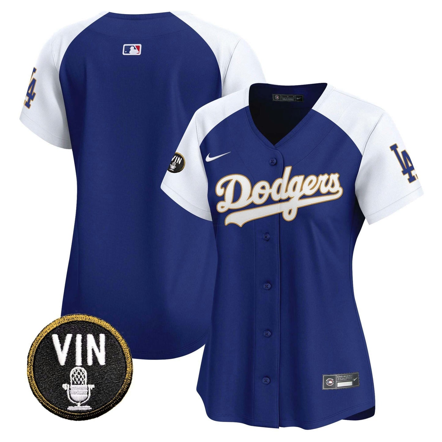 Camisa MLB Women’s Vin Scully Patch Dourada Trim Vapor Premier Limited Jersey