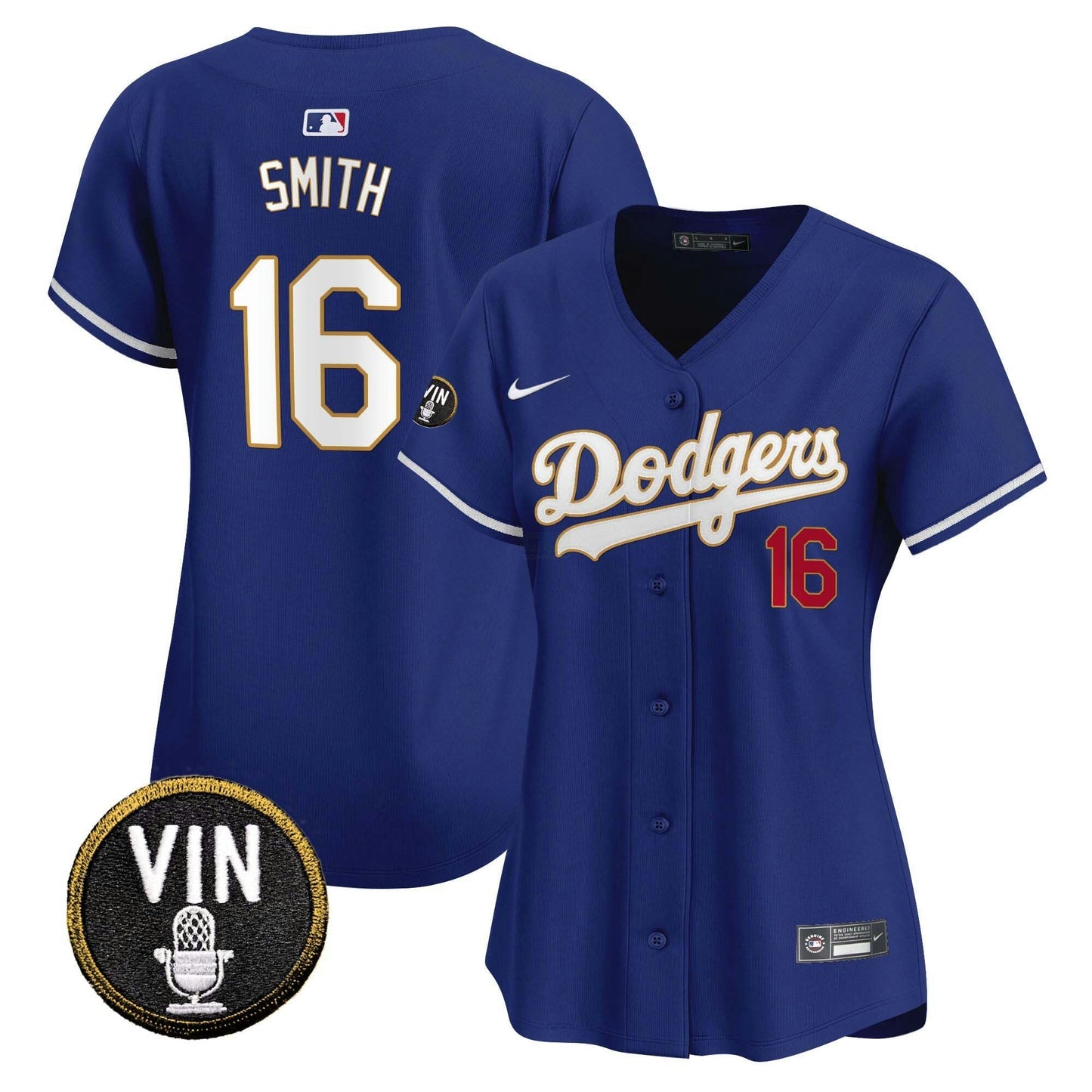 Camisa MLB Women’s Vin Scully Patch Dourada Trim Vapor Premier Limited Jersey