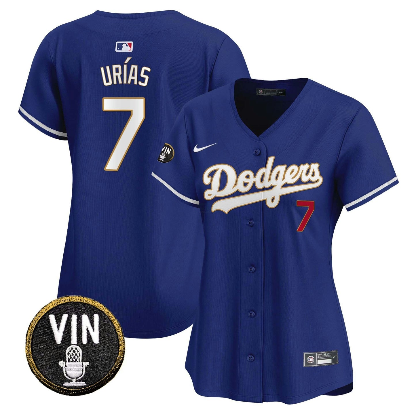 Camisa MLB Women’s Vin Scully Patch Dourada Trim Vapor Premier Limited Jersey