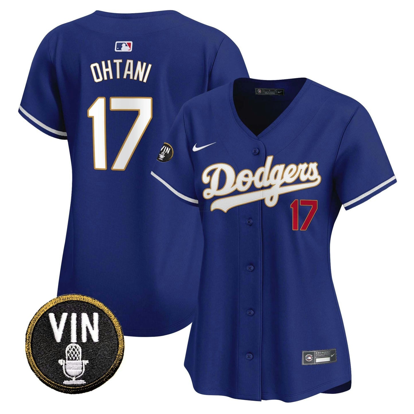 Camisa MLB Women’s Vin Scully Patch Dourada Trim Vapor Premier Limited Jersey