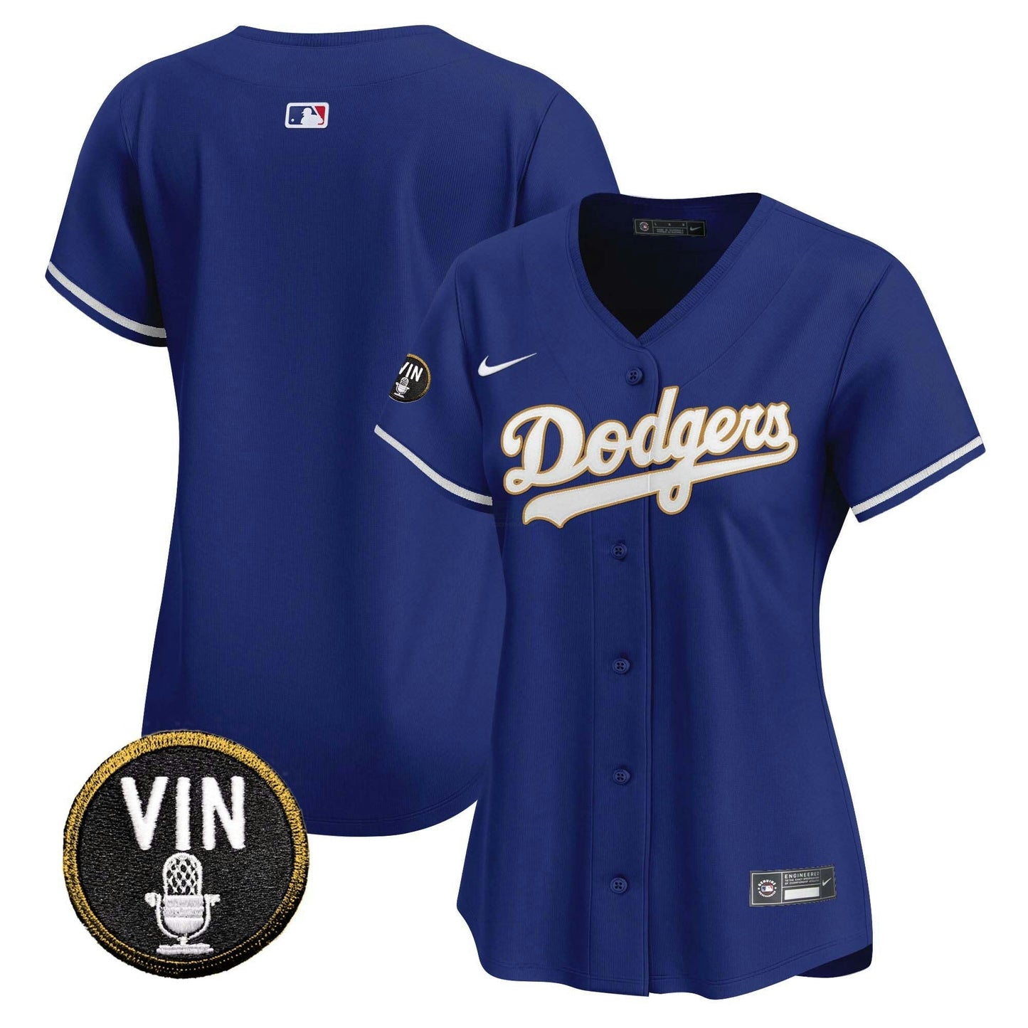 Camisa MLB Women’s Vin Scully Patch Dourada Trim Vapor Premier Limited Jersey