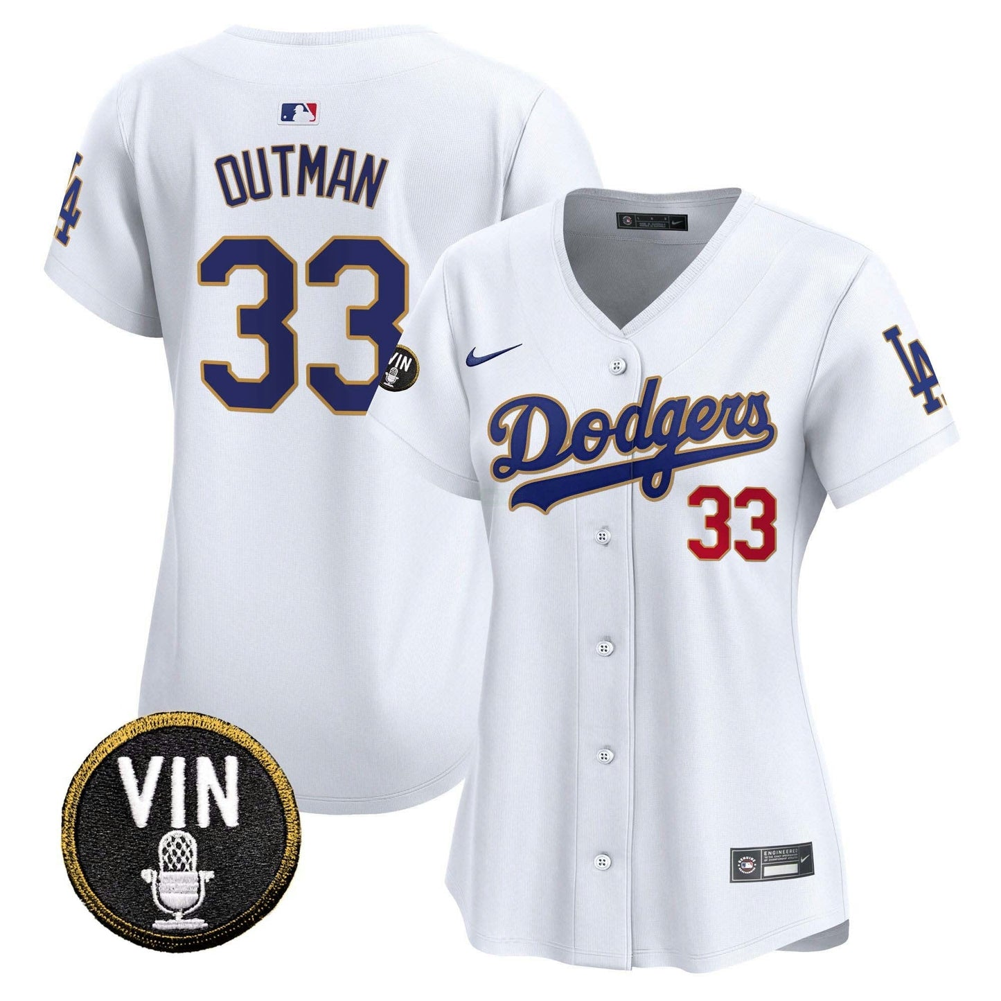 Camisa MLB Women’s Vin Scully Patch Dourada Trim Vapor Premier Limited Jersey