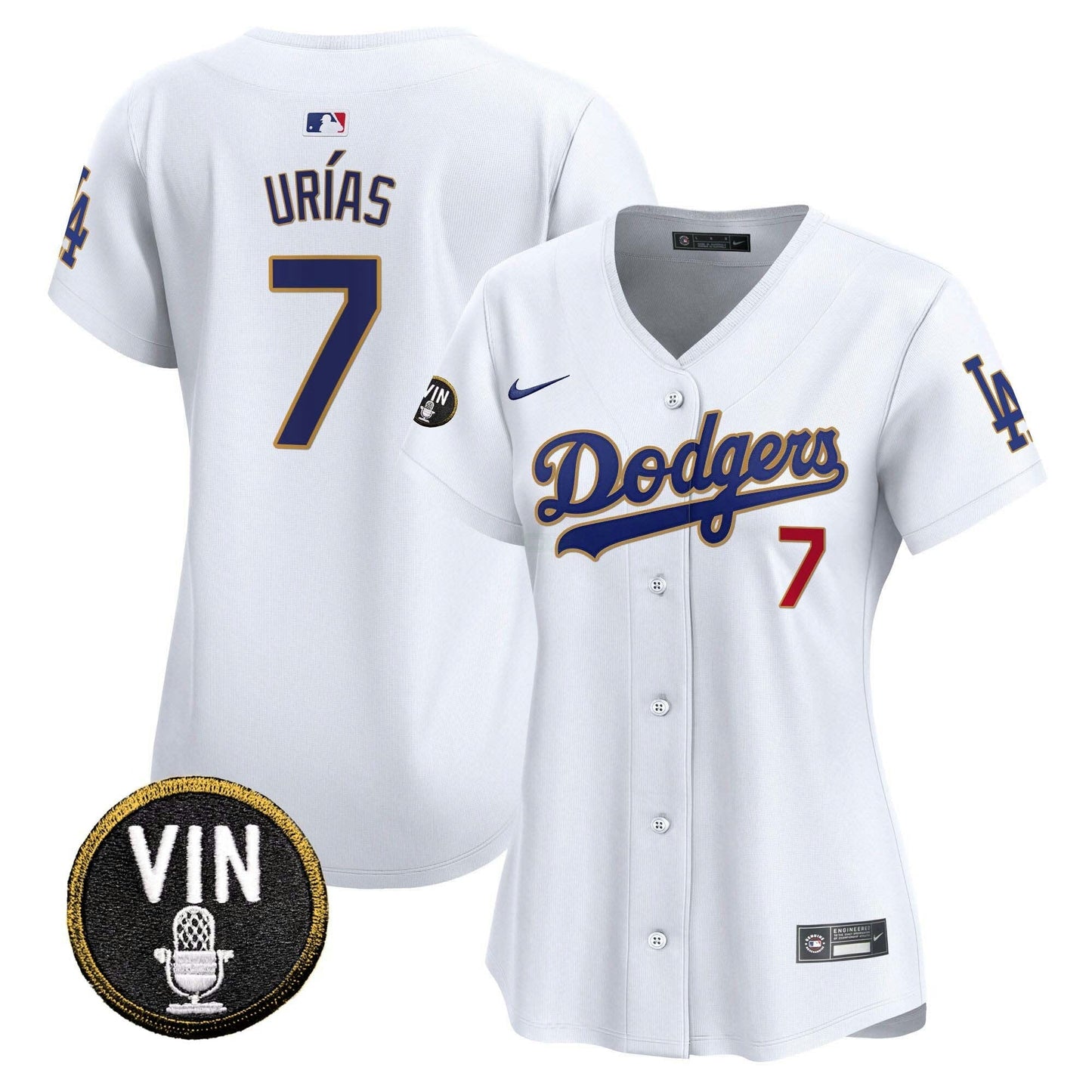 Camisa MLB Women’s Vin Scully Patch Dourada Trim Vapor Premier Limited Jersey