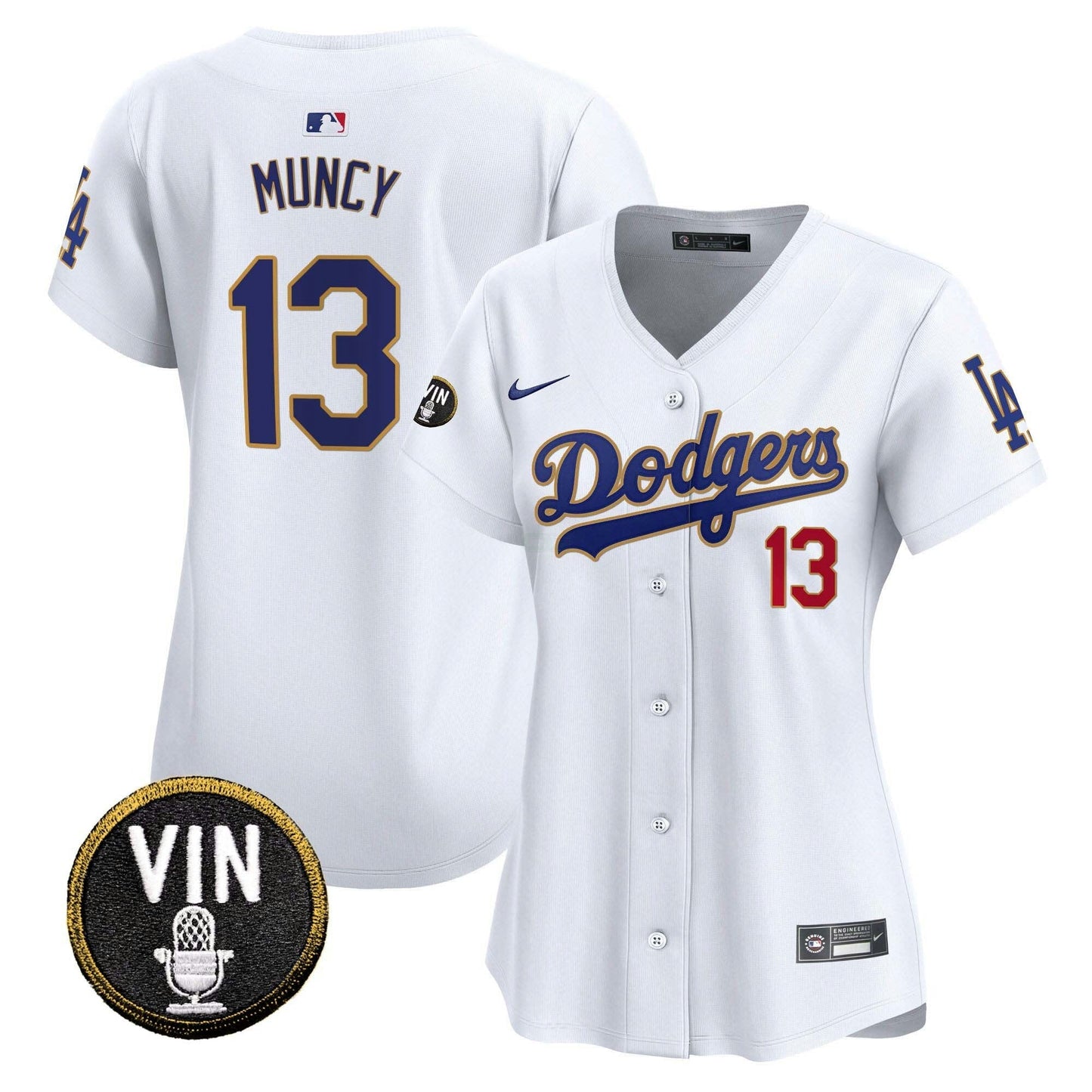 Camisa MLB Women’s Vin Scully Patch Dourada Trim Vapor Premier Limited Jersey