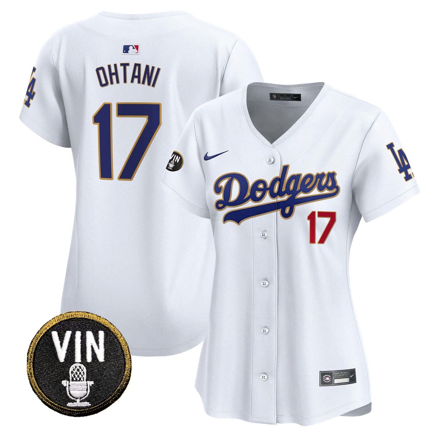 Camisa MLB Women’s Vin Scully Patch Dourada Trim Vapor Premier Limited Jersey