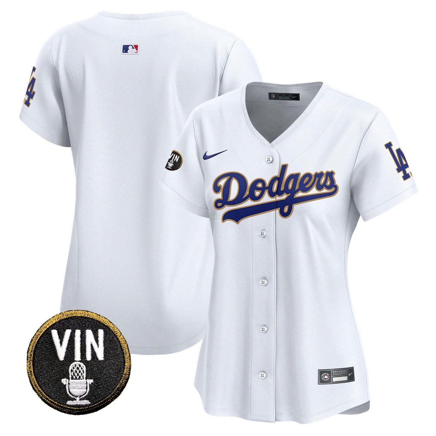 Camisa MLB Women’s Vin Scully Patch Dourada Trim Vapor Premier Limited Jersey