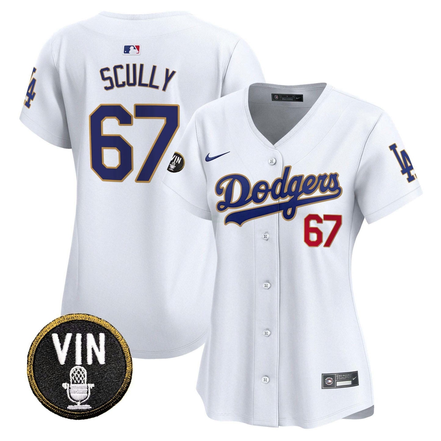 Camisa MLB Women’s Vin Scully Patch Dourada Trim Vapor Premier Limited Jersey