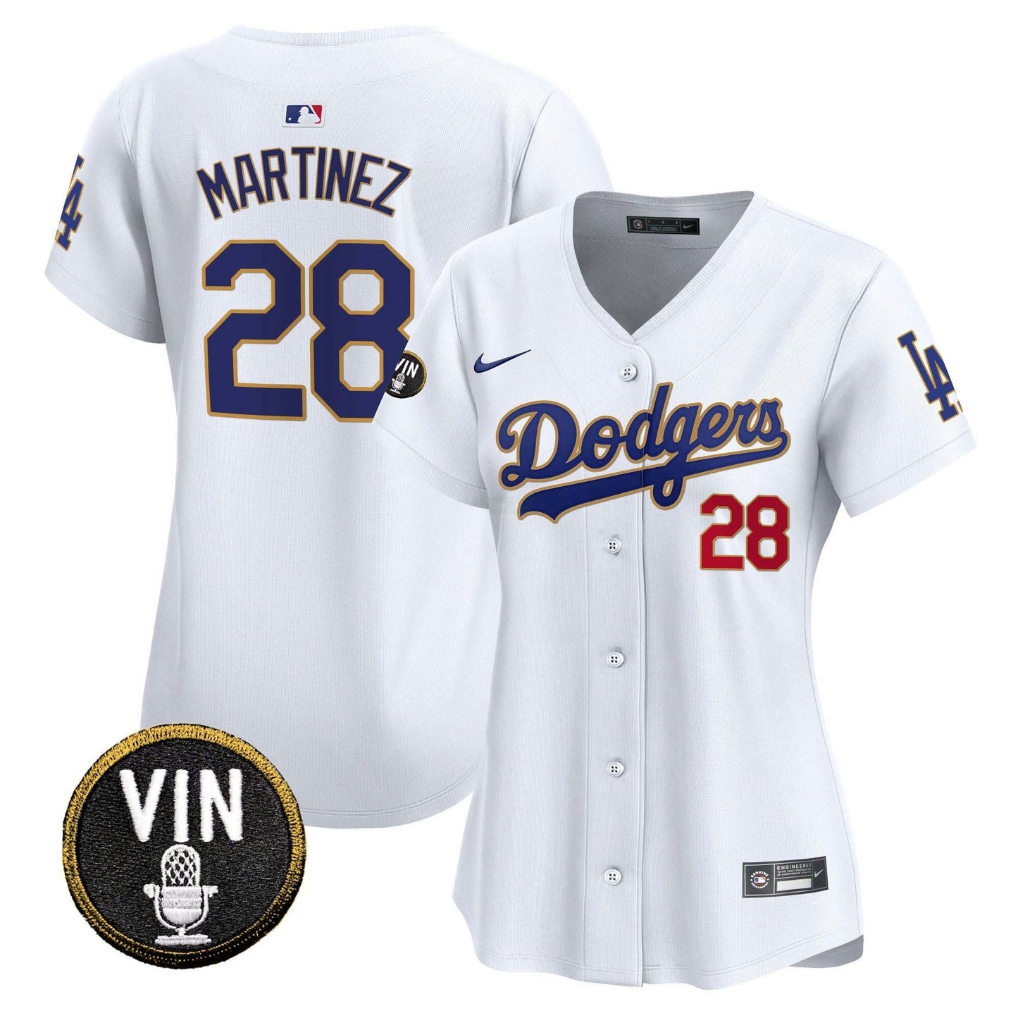 Camisa MLB Women’s Vin Scully Patch Dourada Trim Vapor Premier Limited Jersey