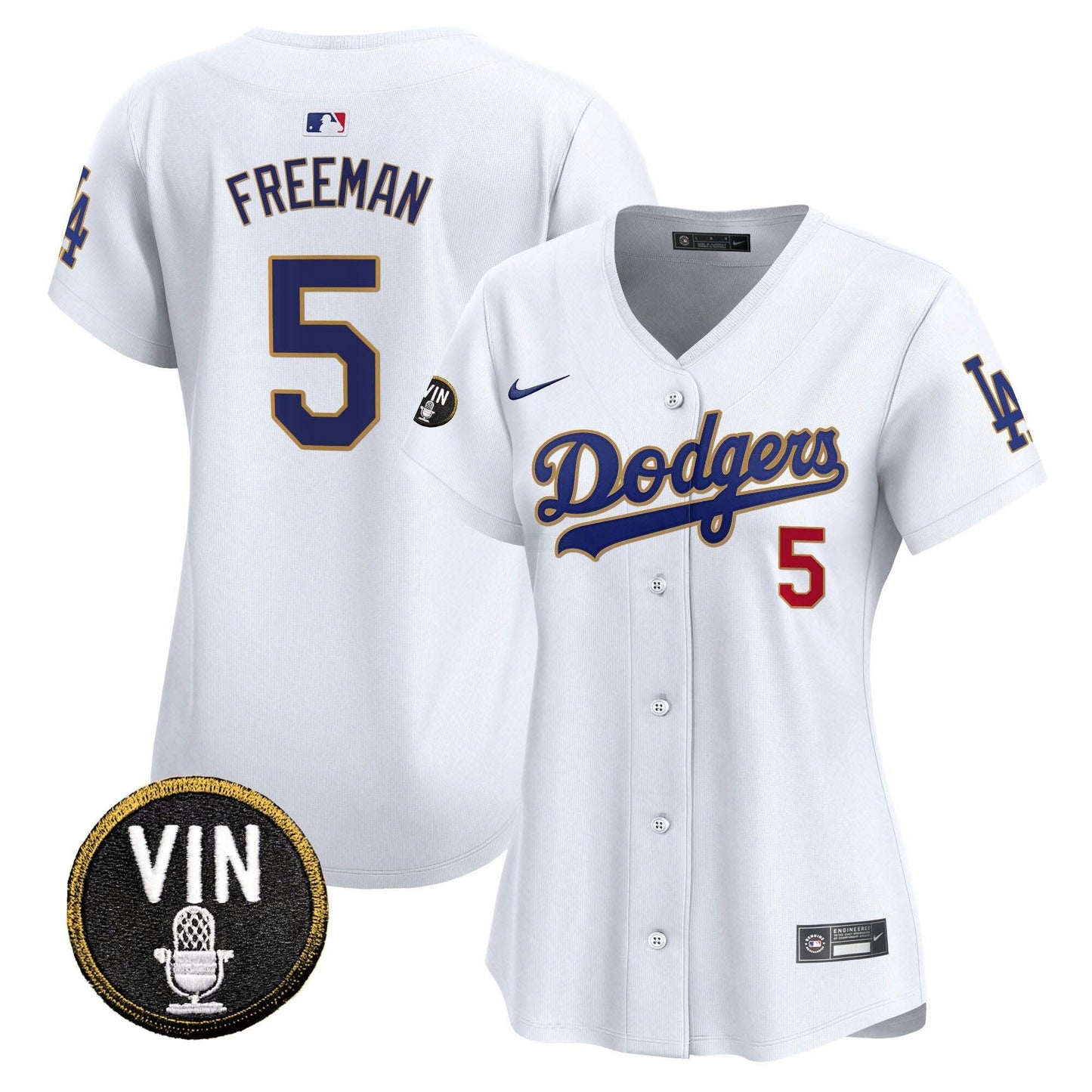 Camisa MLB Women’s Vin Scully Patch Dourada Trim Vapor Premier Limited Jersey
