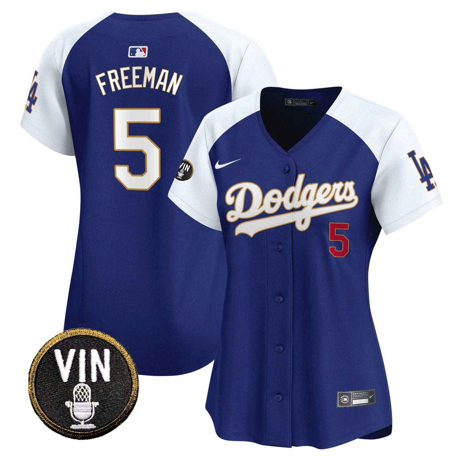 Camisa MLB Women’s Vin Scully Patch Dourada Trim Vapor Premier Limited Jersey