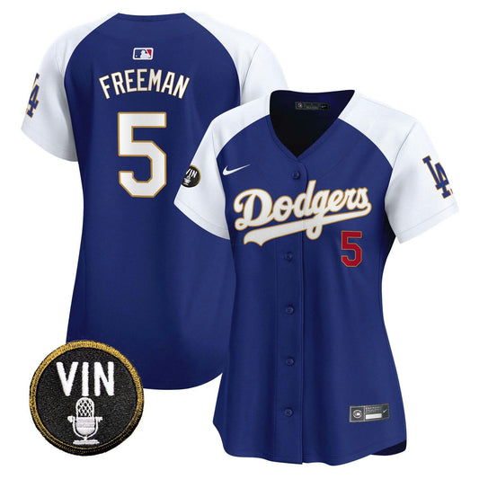 Camisa MLB Women’s Vin Scully Patch Dourada Trim Vapor Premier Limited Jersey