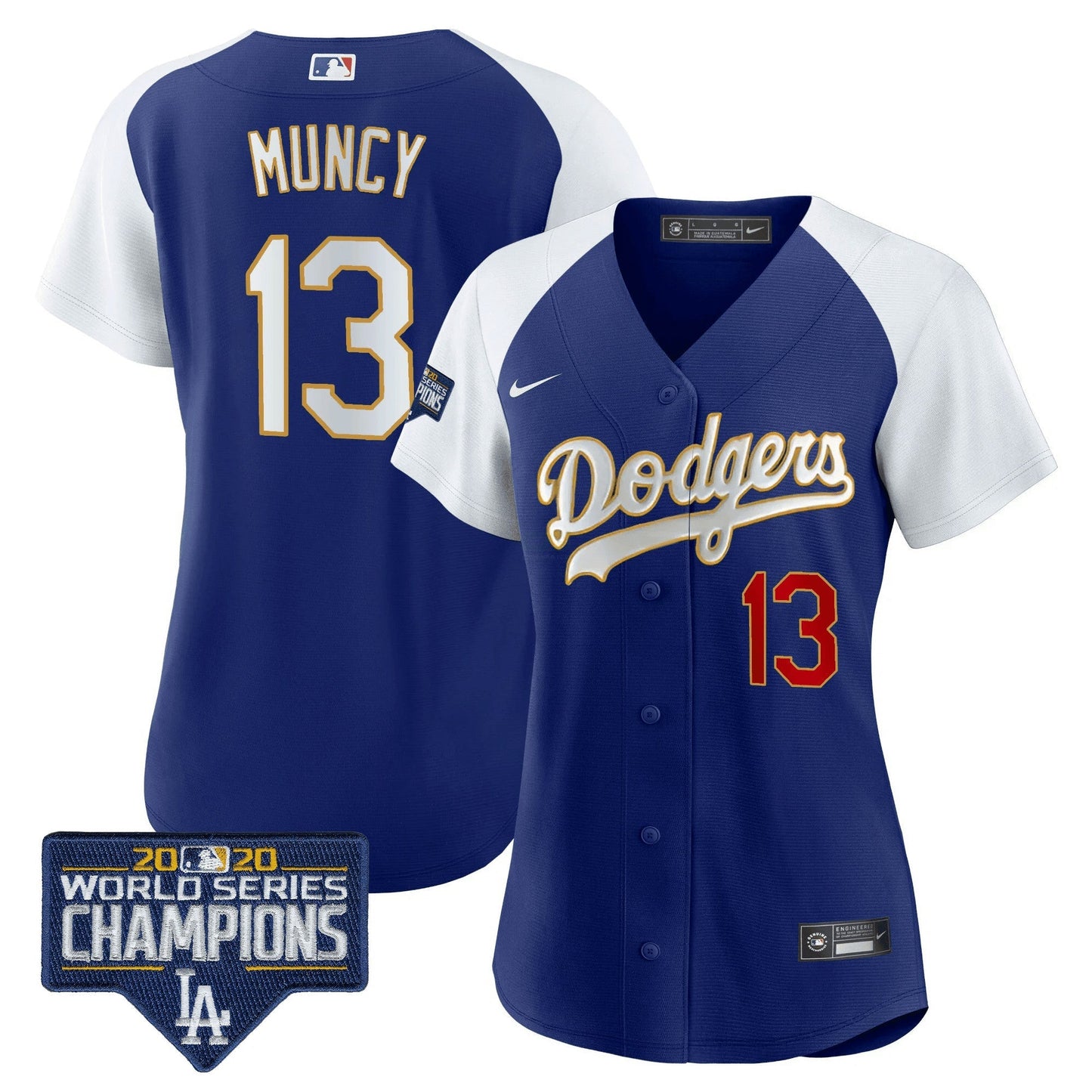 Camisa MLB Women’s World Series Champions Patch Dourada Trim Jersey