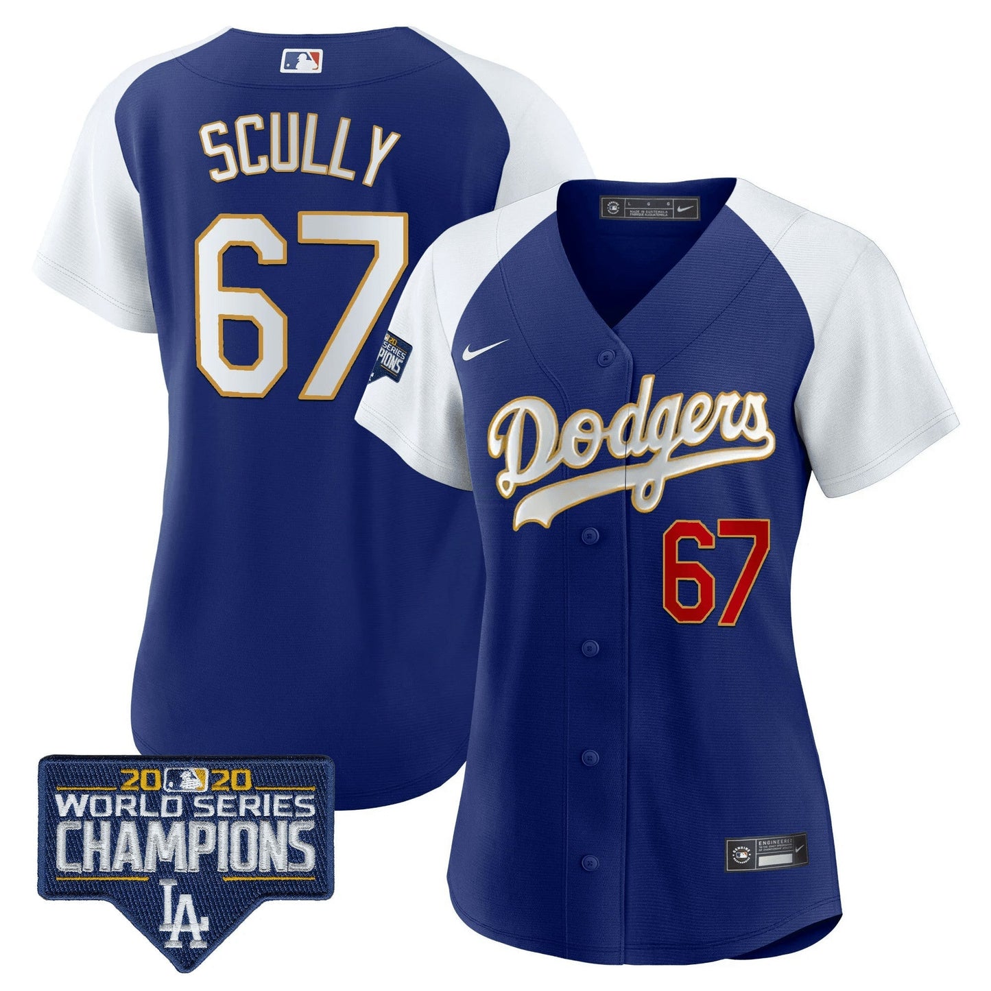 Camisa MLB Women’s World Series Champions Patch Dourada Trim Jersey
