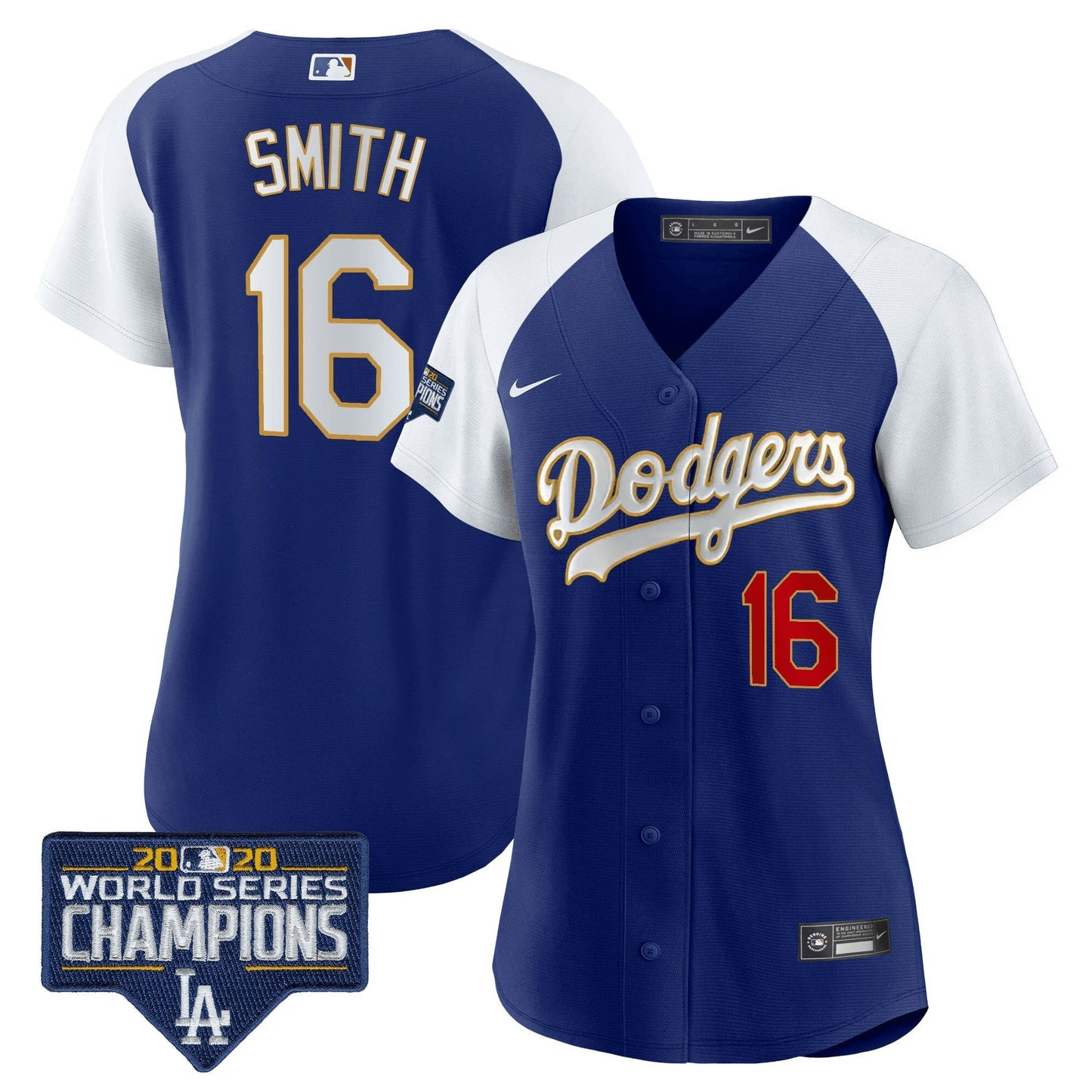 Camisa MLB Women’s World Series Champions Patch Dourada Trim Jersey