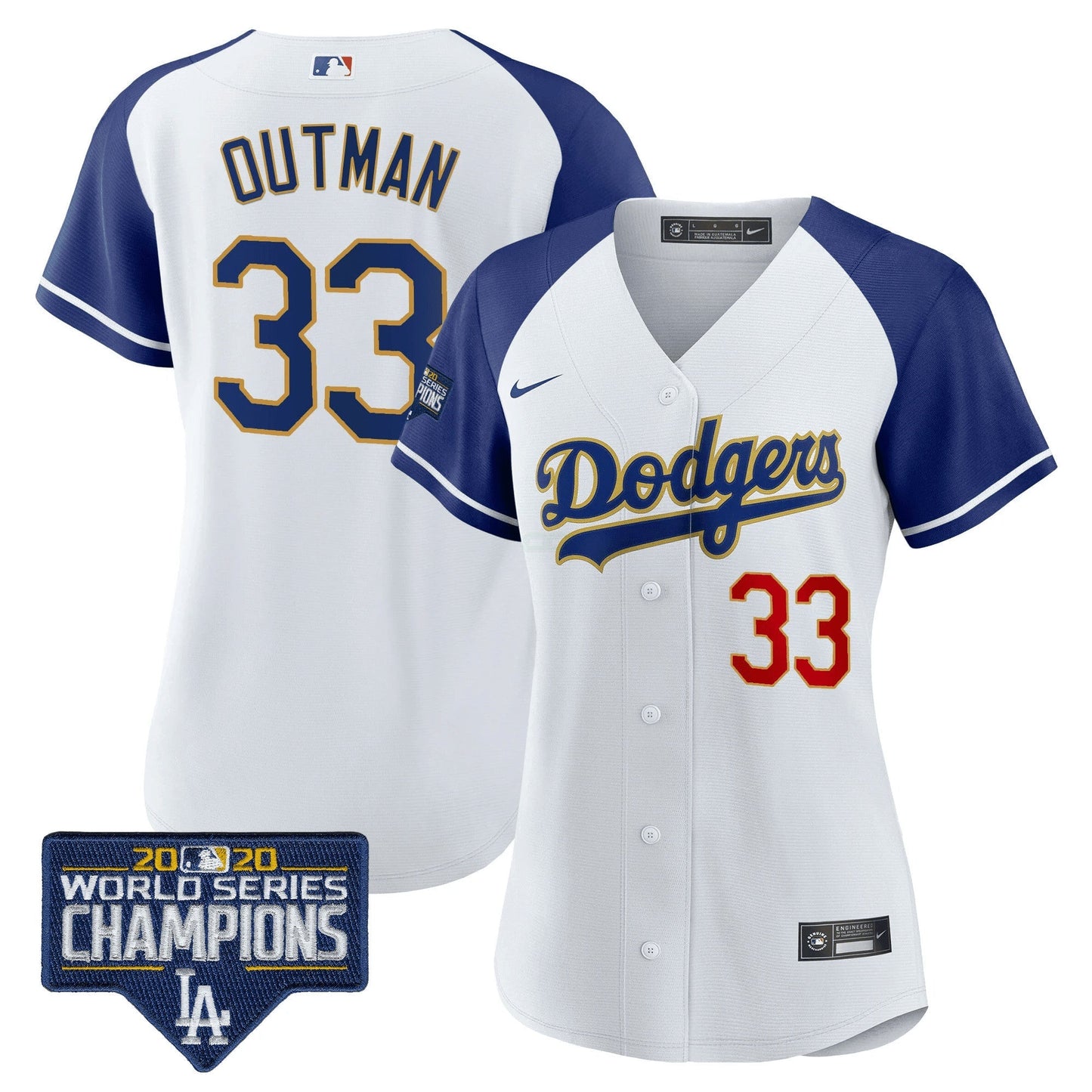 Camisa MLB Women’s World Series Champions Patch Dourada Trim Jersey