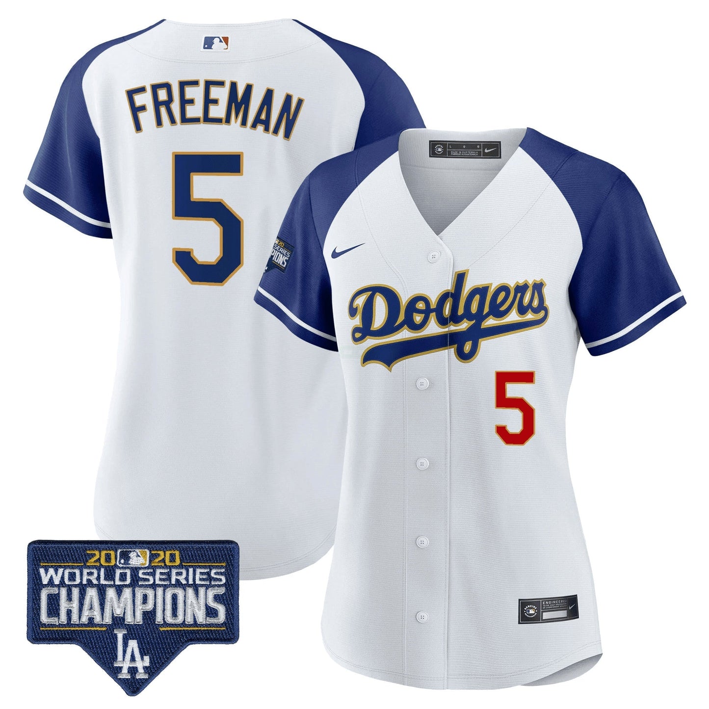 Camisa MLB Women’s World Series Champions Patch Dourada Trim Jersey