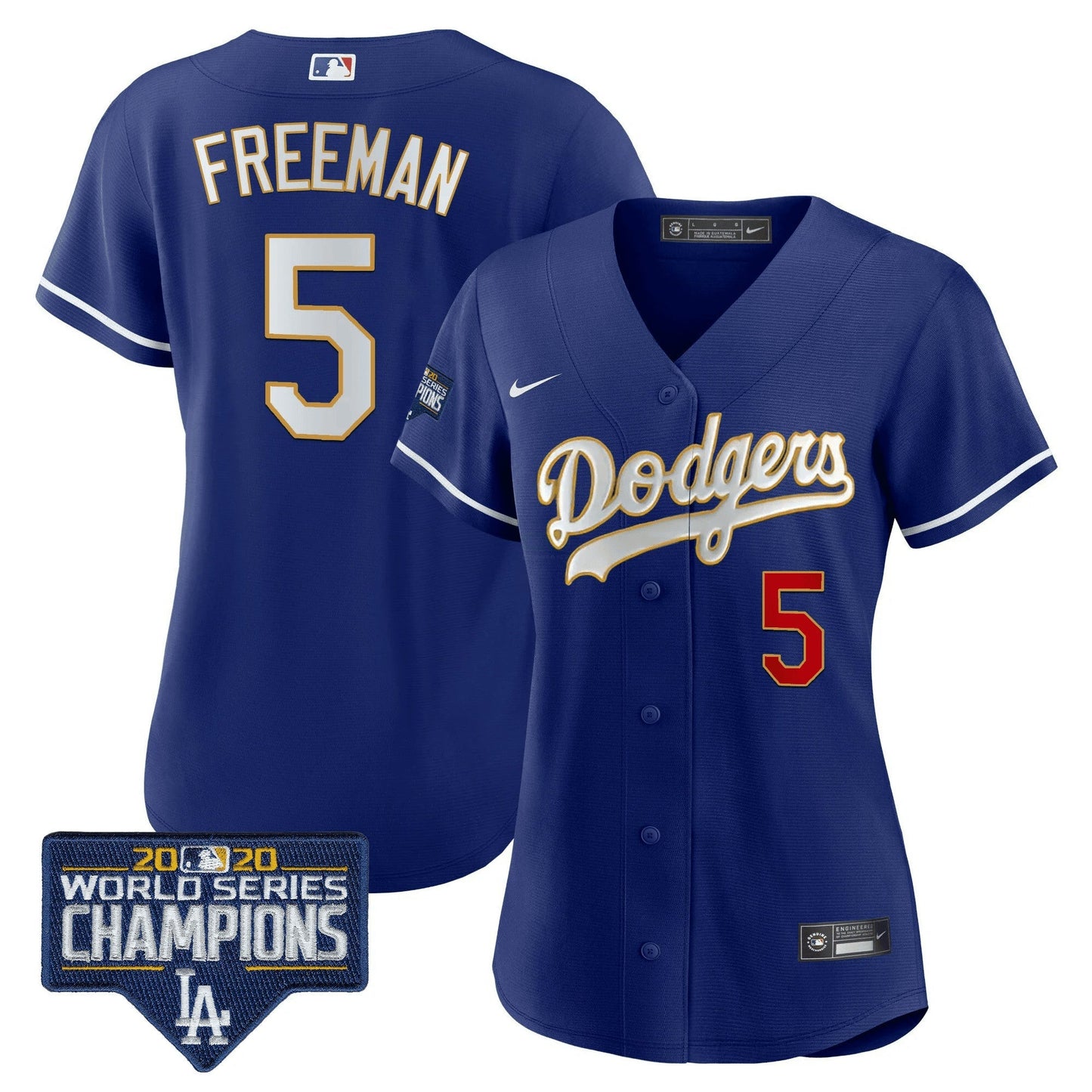 Camisa MLB Women’s World Series Champions Patch Dourada Trim Jersey