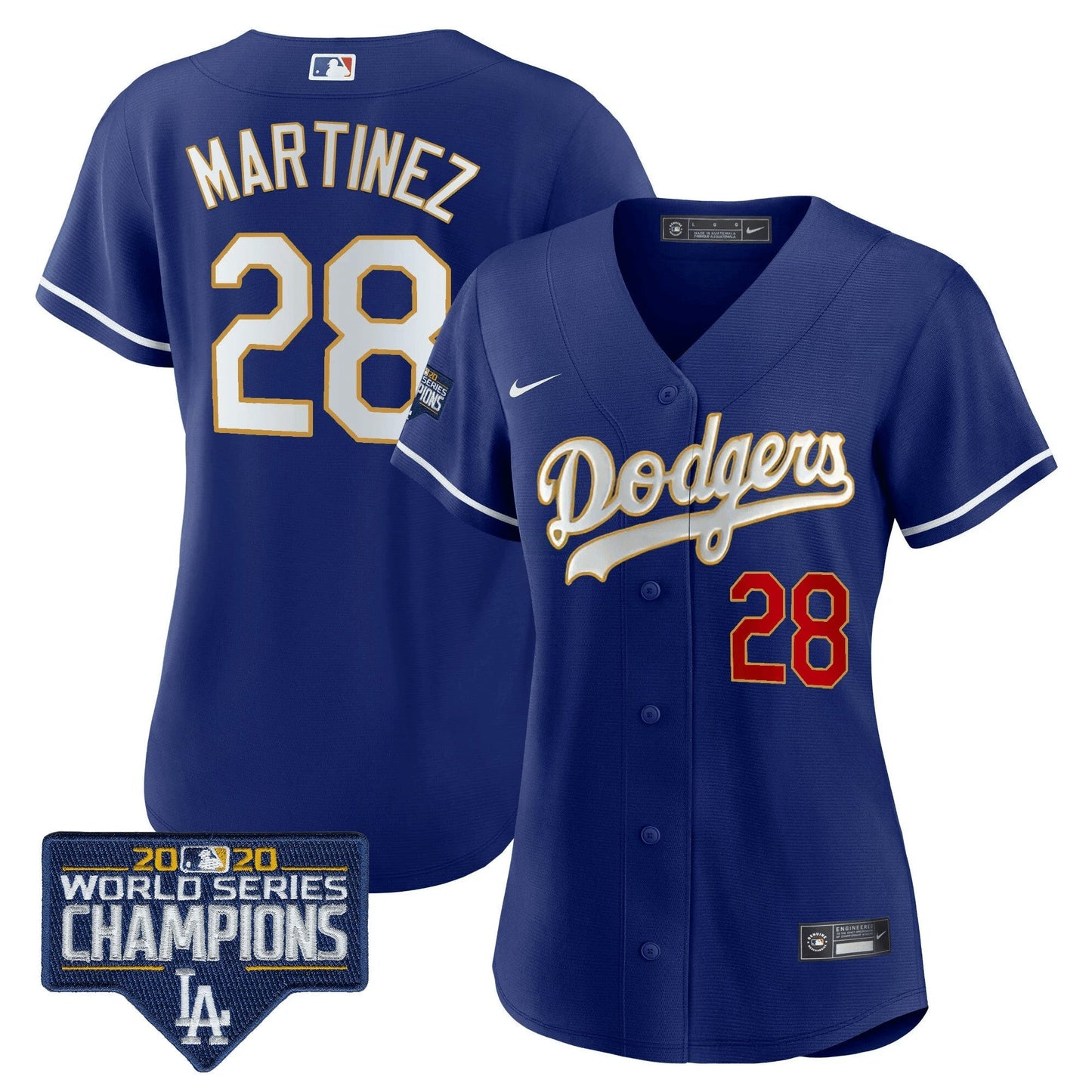 Camisa MLB Women’s World Series Champions Patch Dourada Trim Jersey