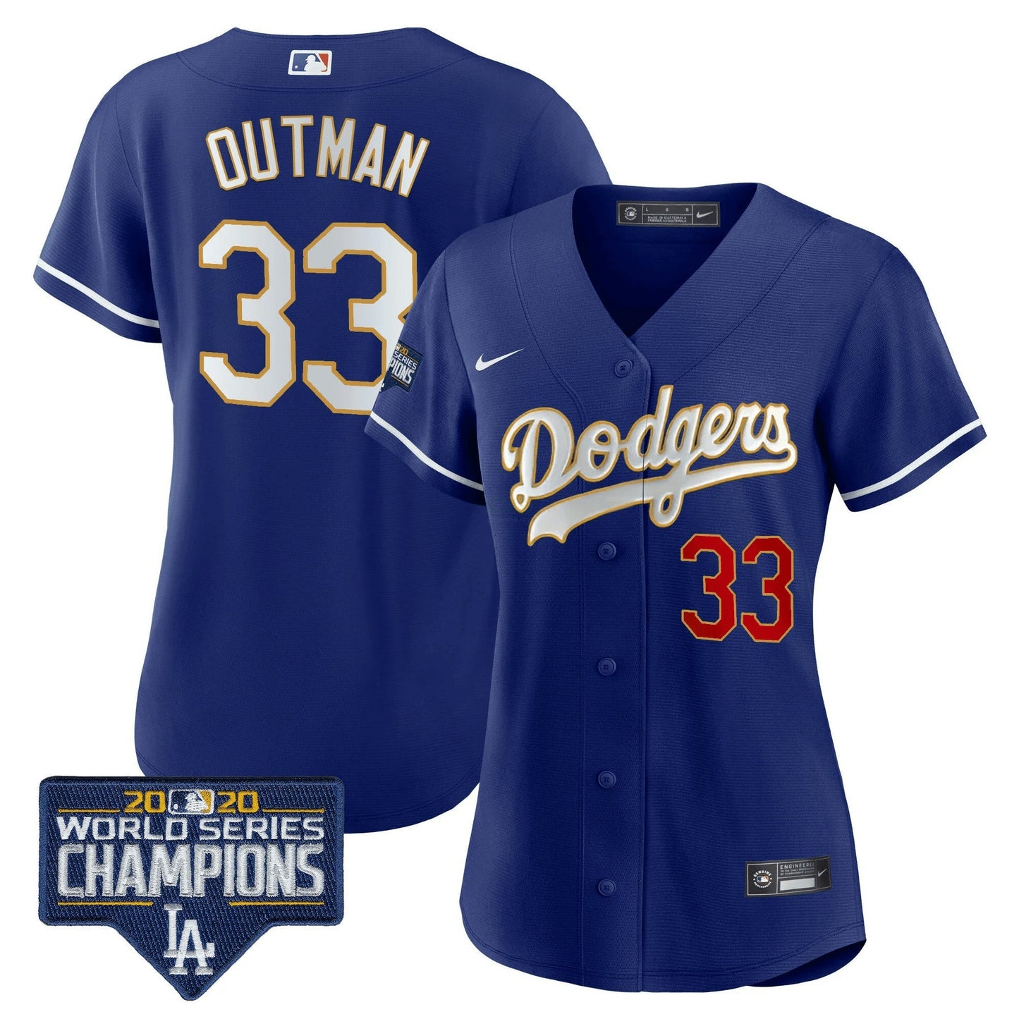 Camisa MLB Women’s World Series Champions Patch Dourada Trim Jersey