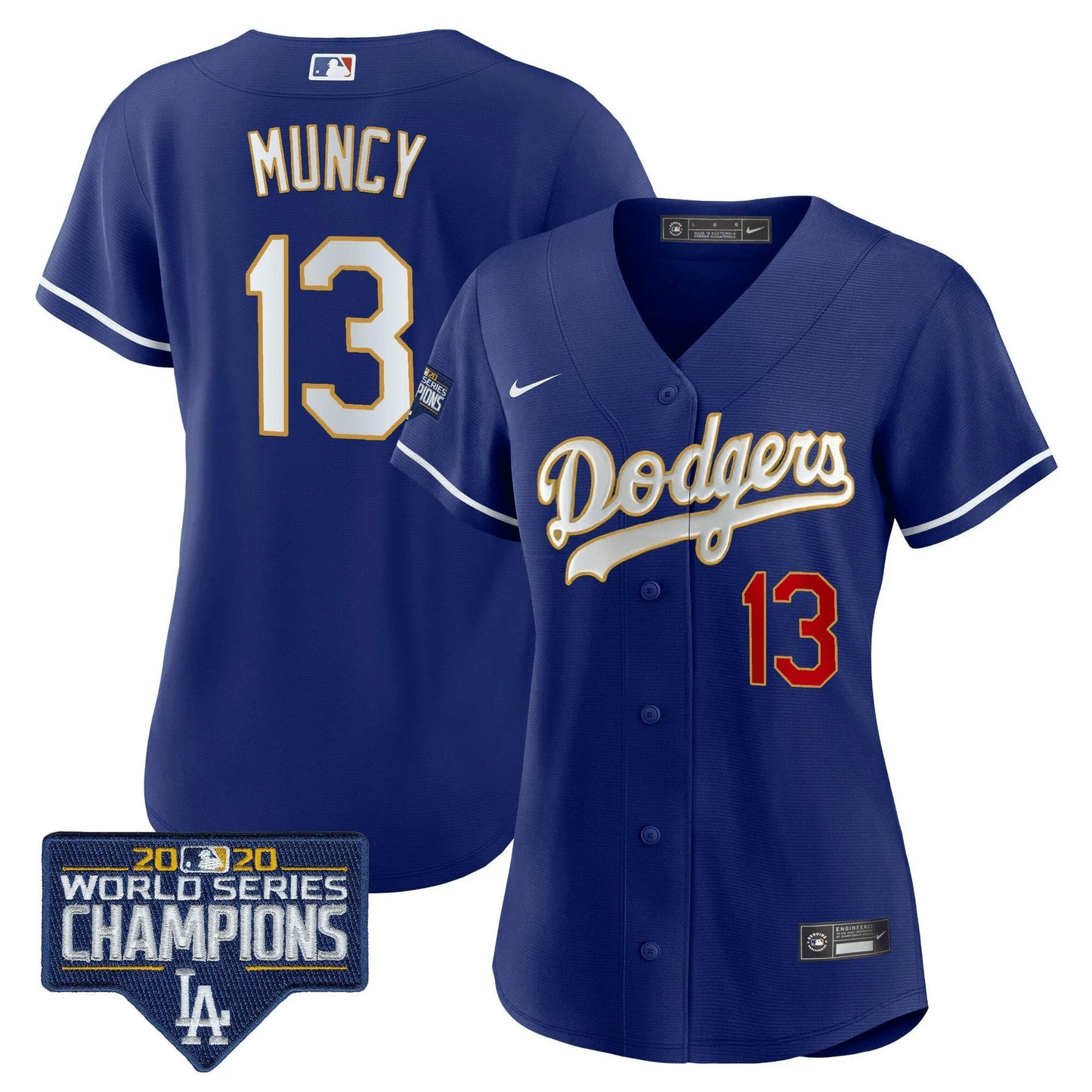 Camisa MLB Women’s World Series Champions Patch Dourada Trim Jersey