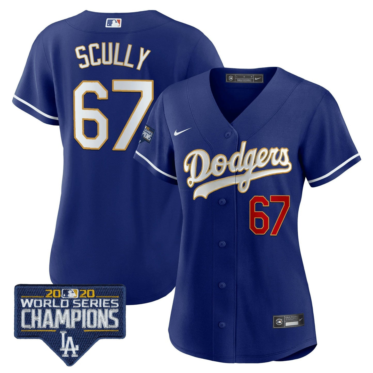 Camisa MLB Women’s World Series Champions Patch Dourada Trim Jersey