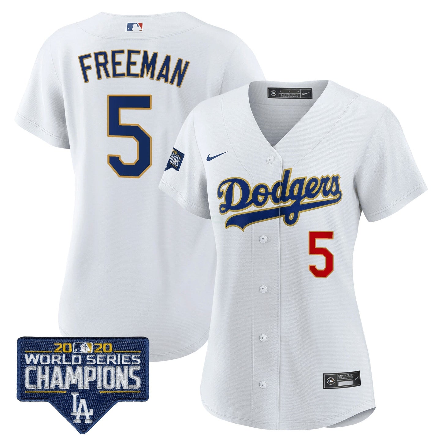 Camisa MLB Women’s World Series Champions Patch Dourada Trim Jersey