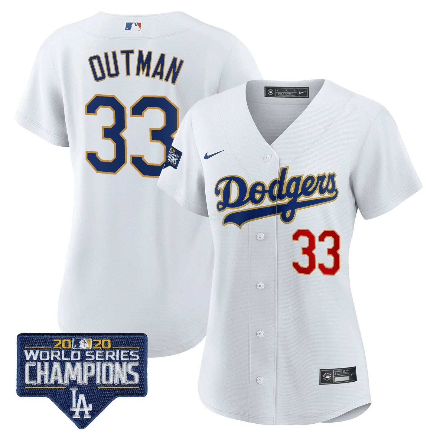 Camisa MLB Women’s World Series Champions Patch Dourada Trim Jersey