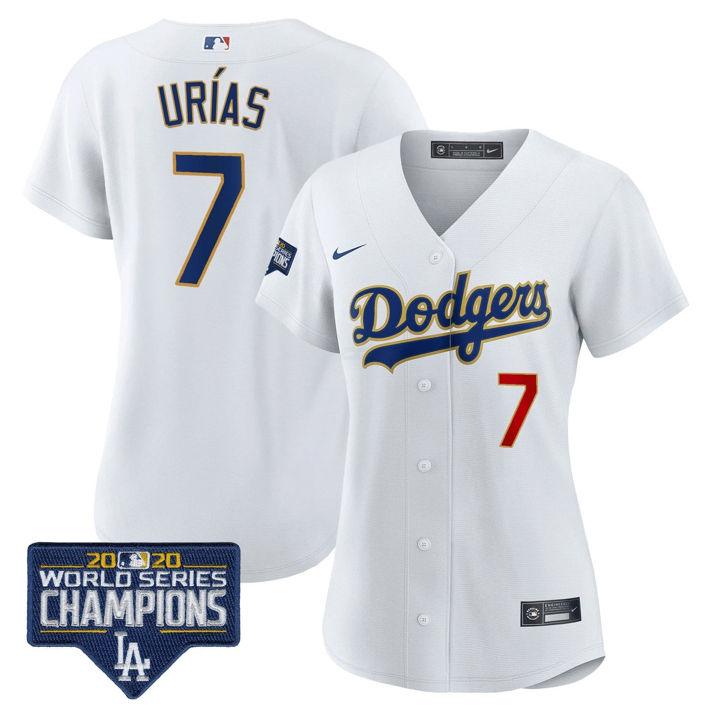 Camisa MLB Women’s World Series Champions Patch Dourada Trim Jersey