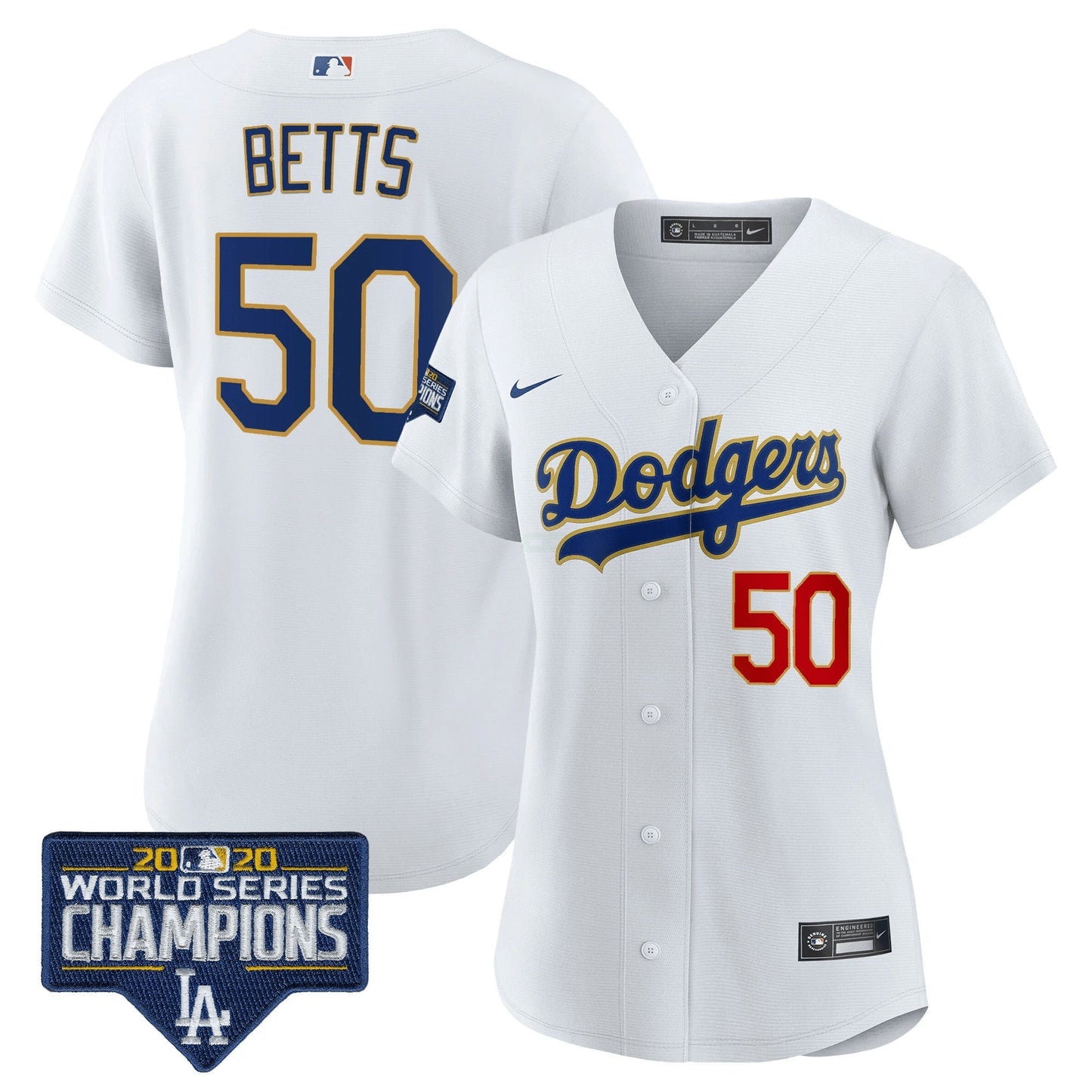Camisa MLB Women’s World Series Champions Patch Dourada Trim Jersey