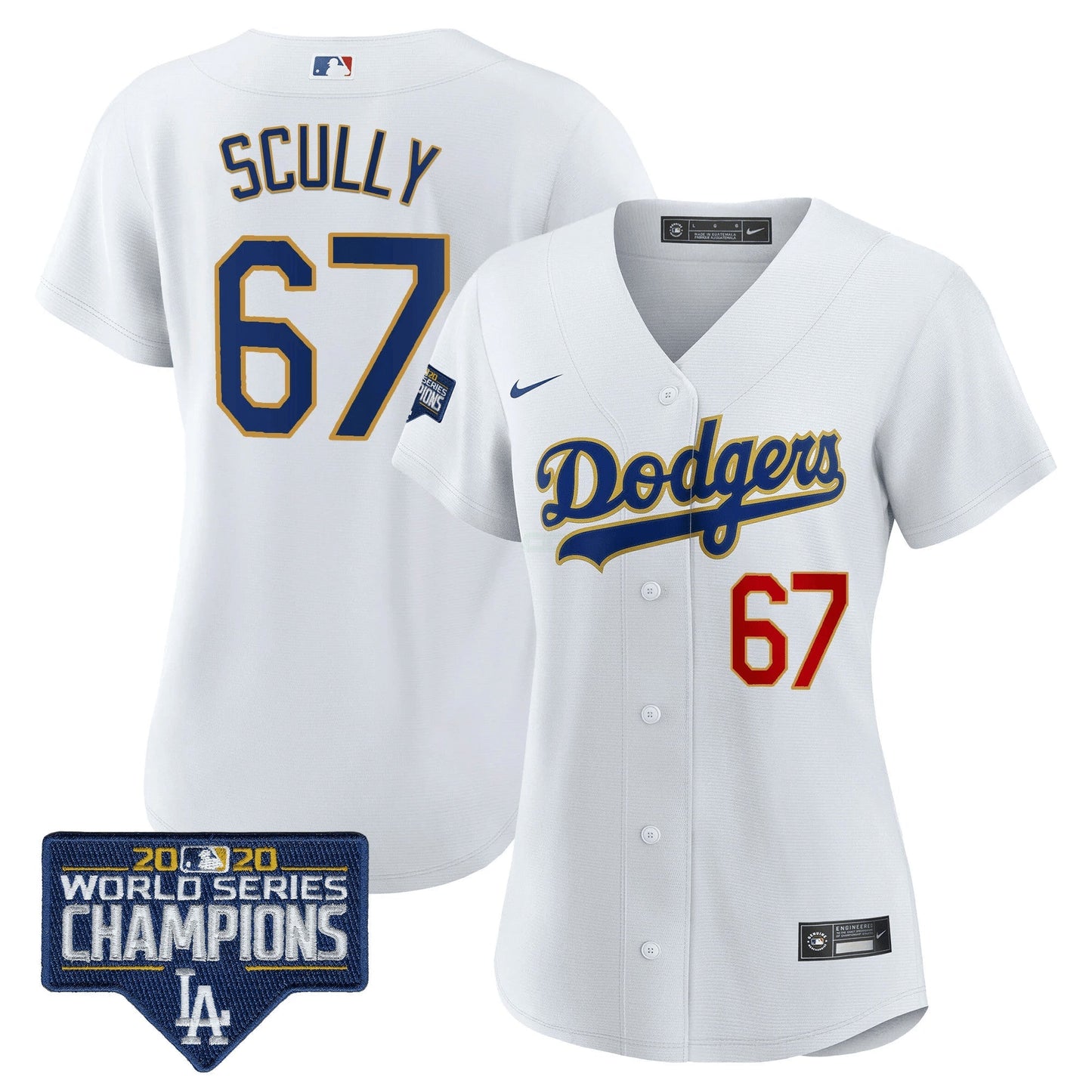 Camisa MLB Women’s World Series Champions Patch Dourada Trim Jersey