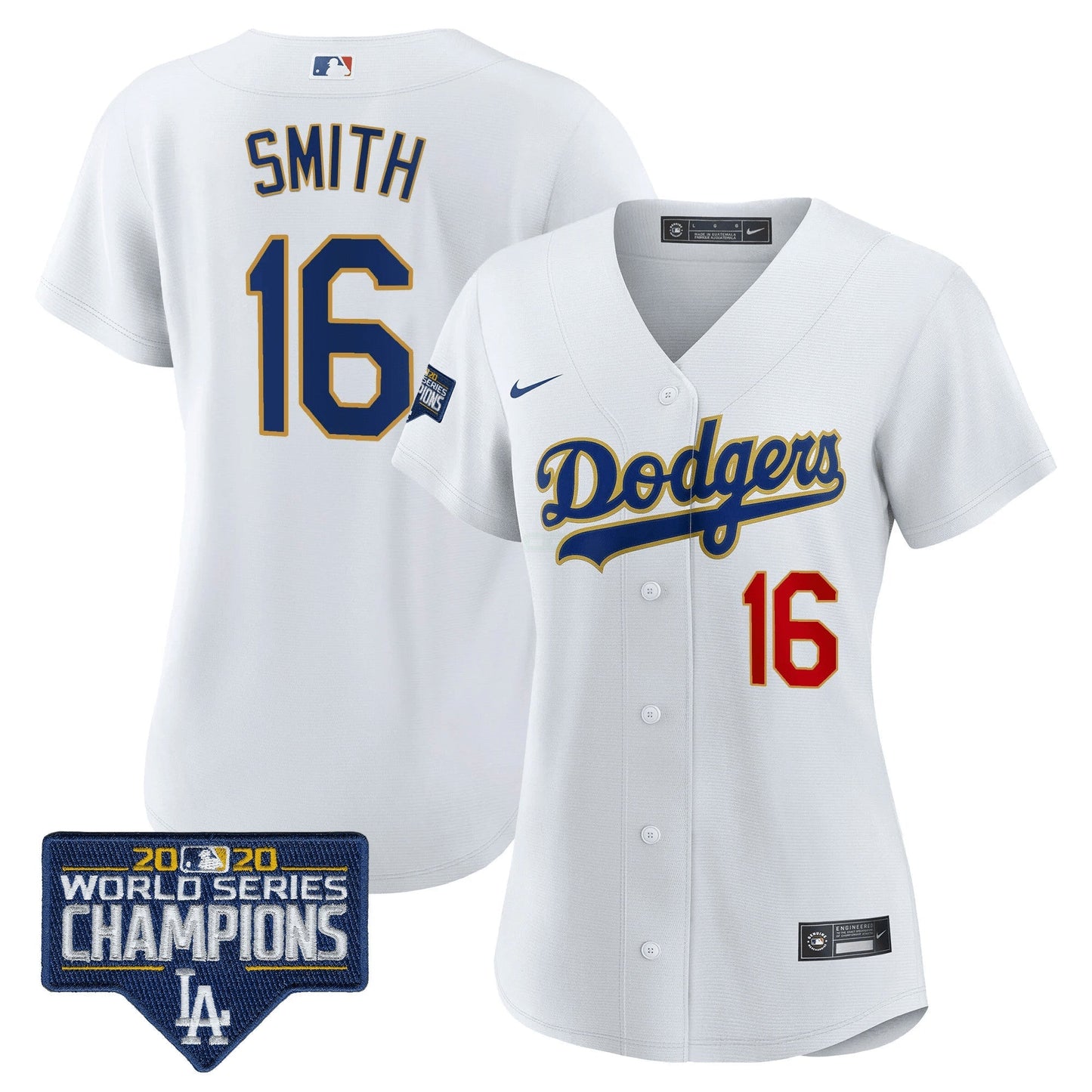 Camisa MLB Women’s World Series Champions Patch Dourada Trim Jersey