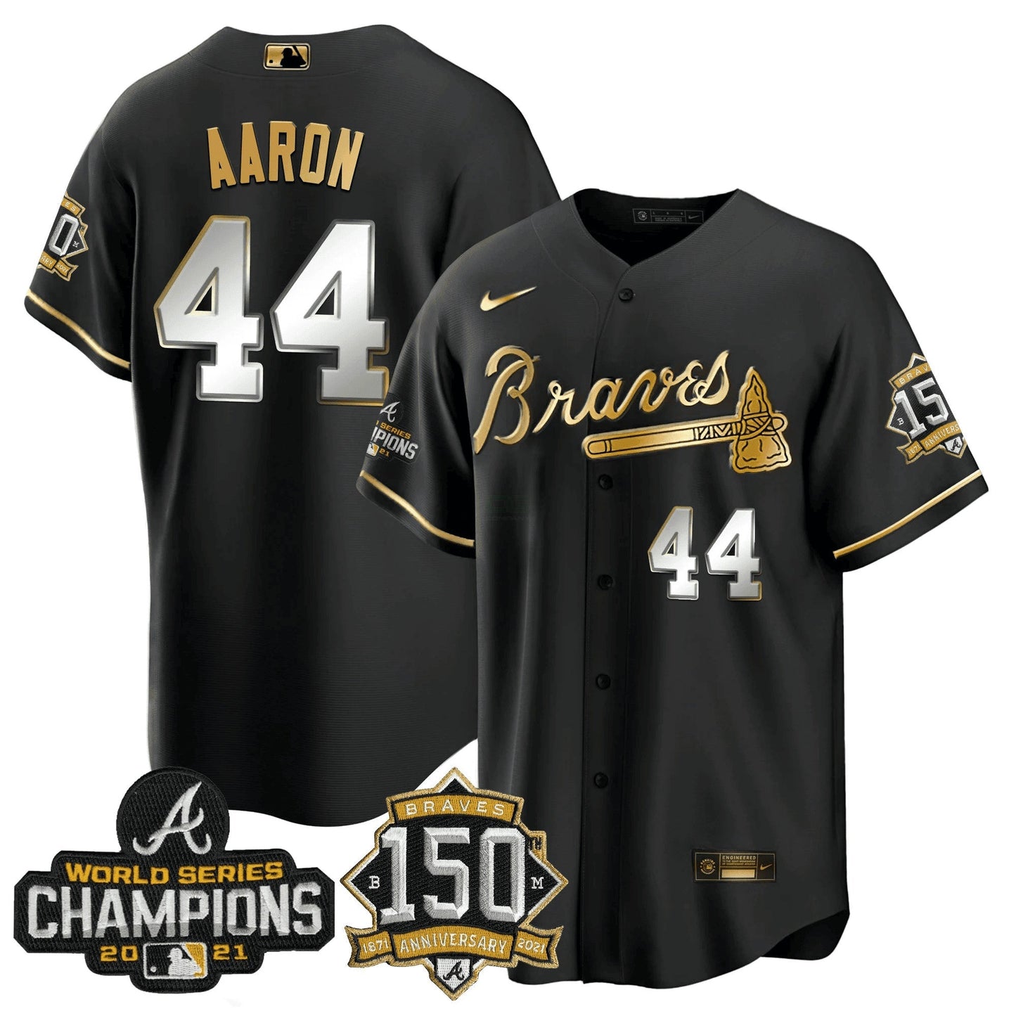 Camisa MLB World Series Champion Preta Dourada Cool Base Jersey