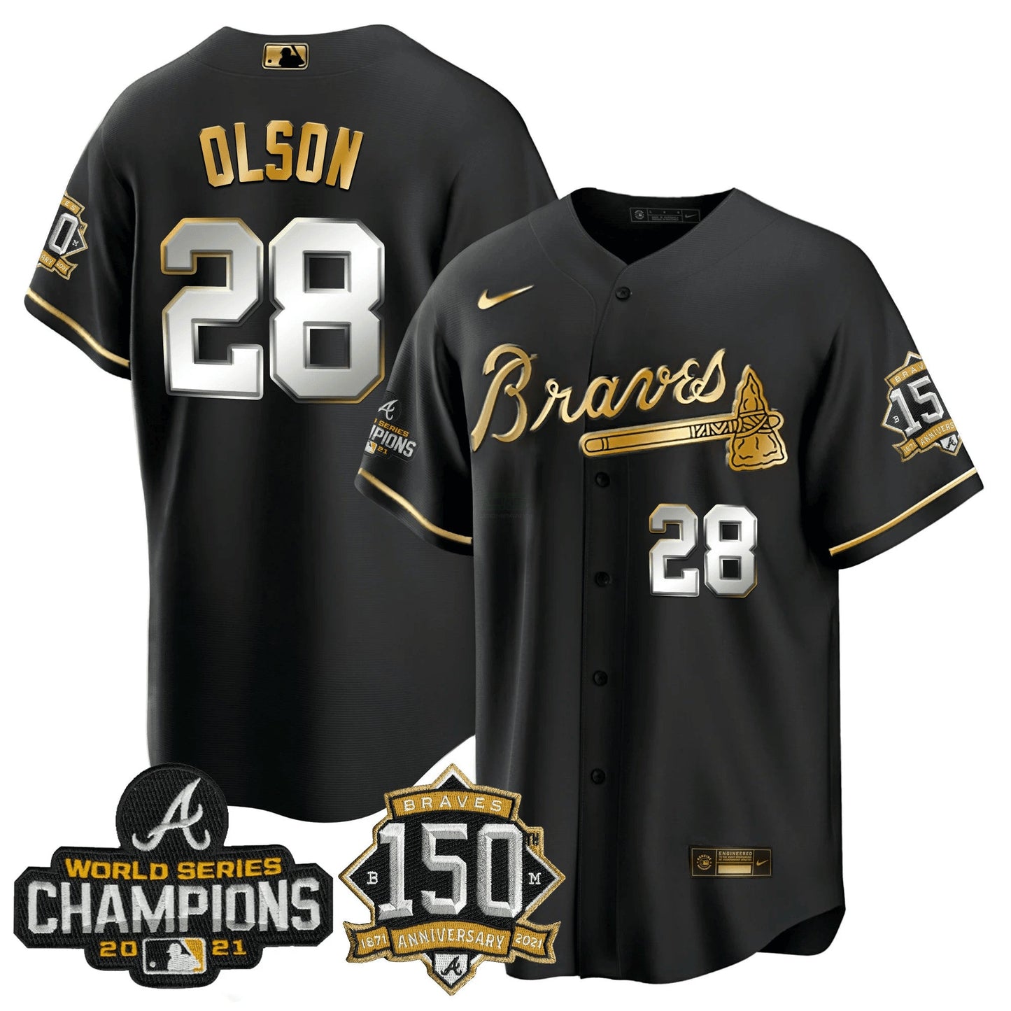 Camisa MLB World Series Champion Preta Dourada Cool Base Jersey