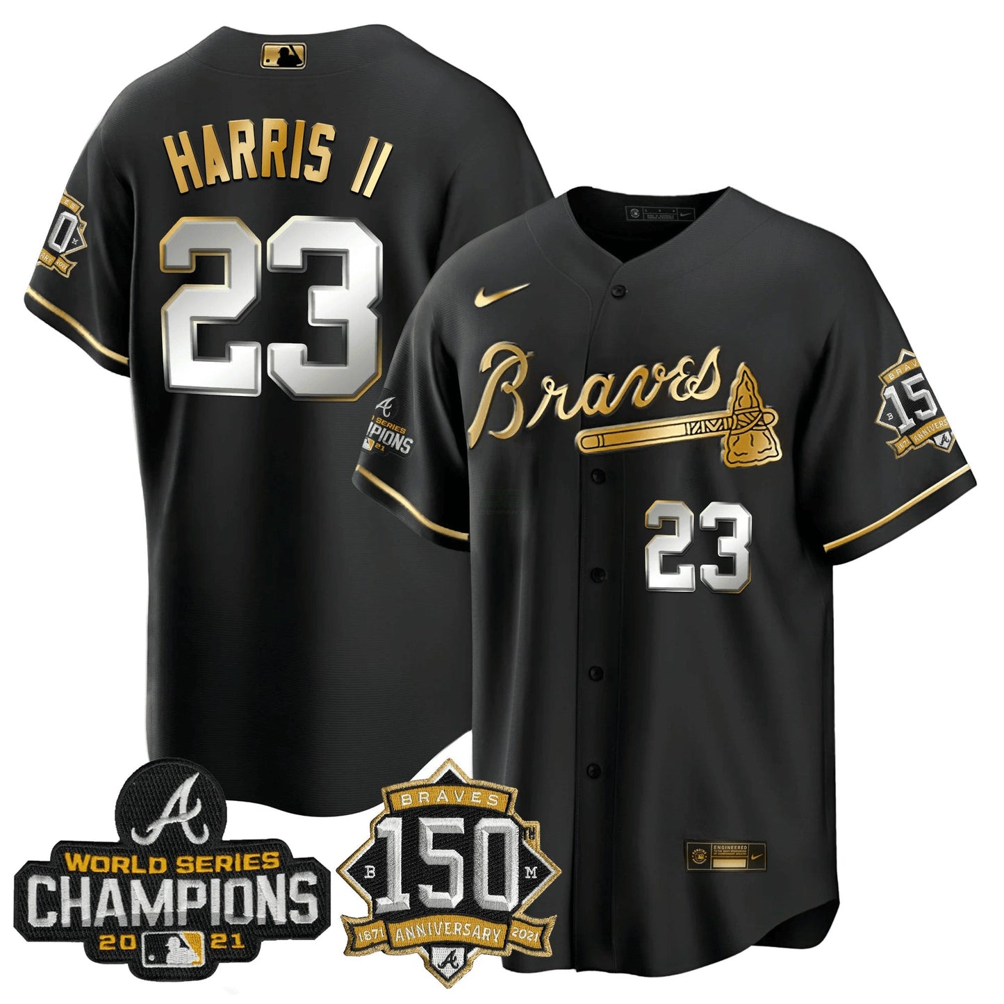 Camisa MLB World Series Champion Preta Dourada Cool Base Jersey