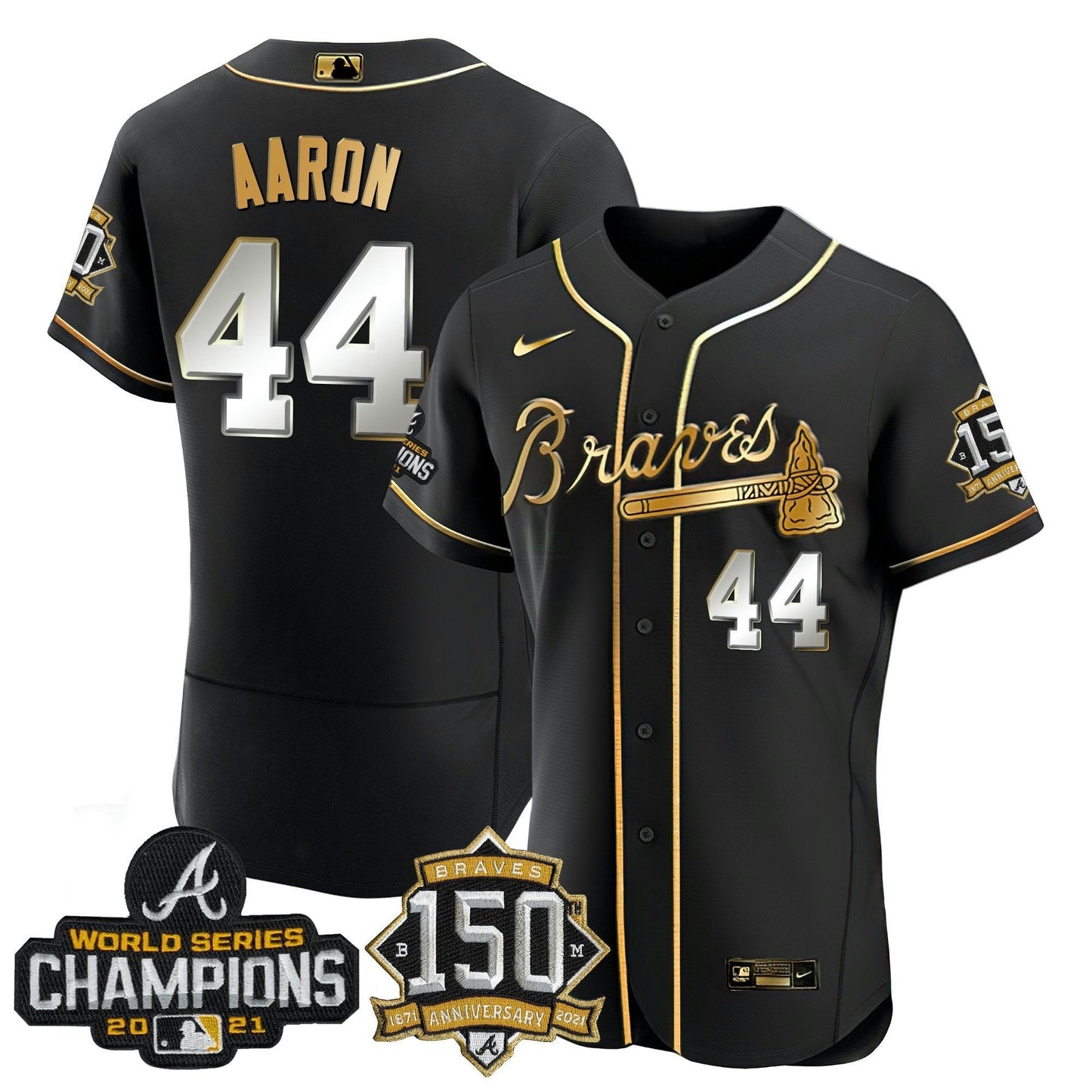 Camisa MLB World Series Champion Preta Dourada Flex Base Jersey