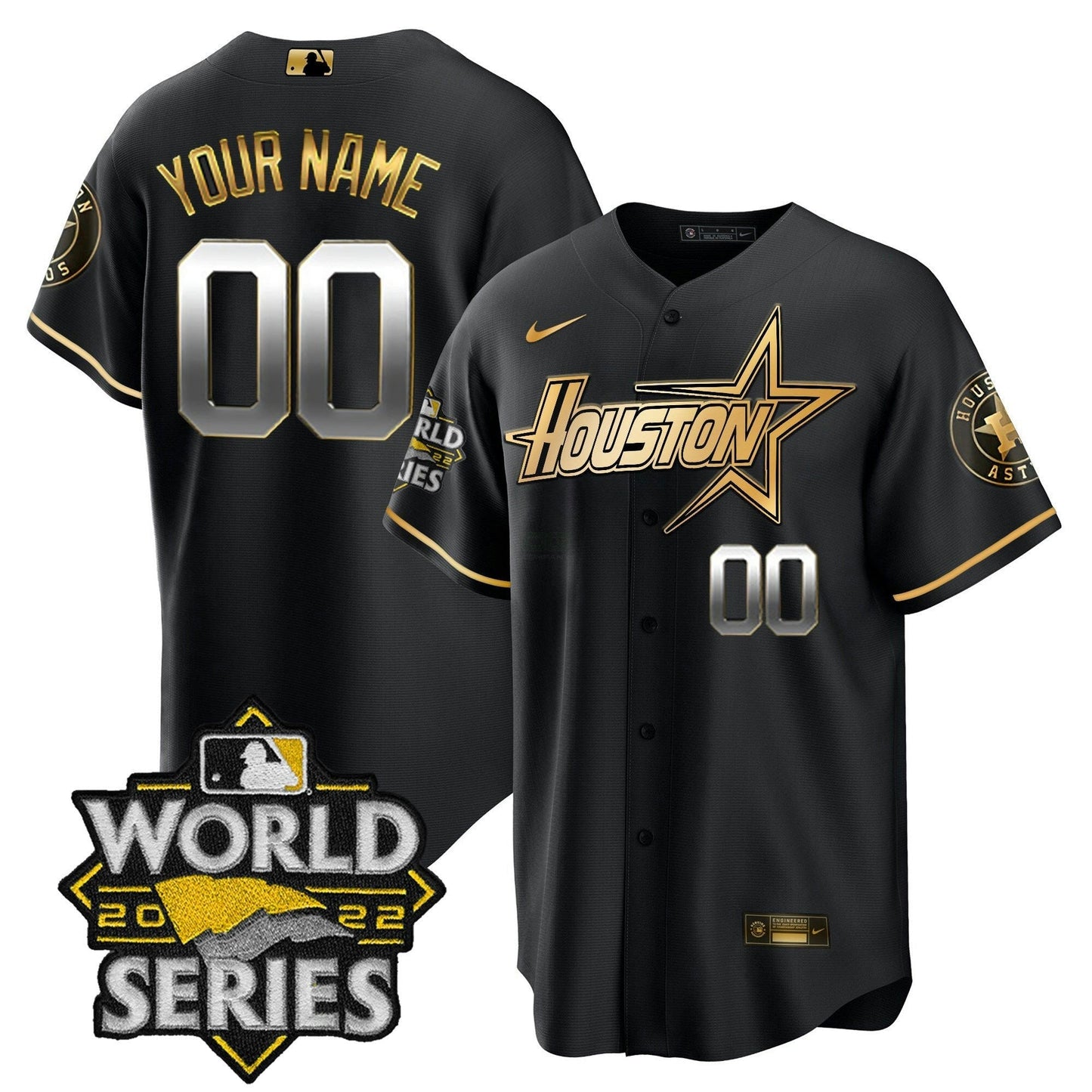 Camisa MLB World Series Preta Dourada Special Jersey
