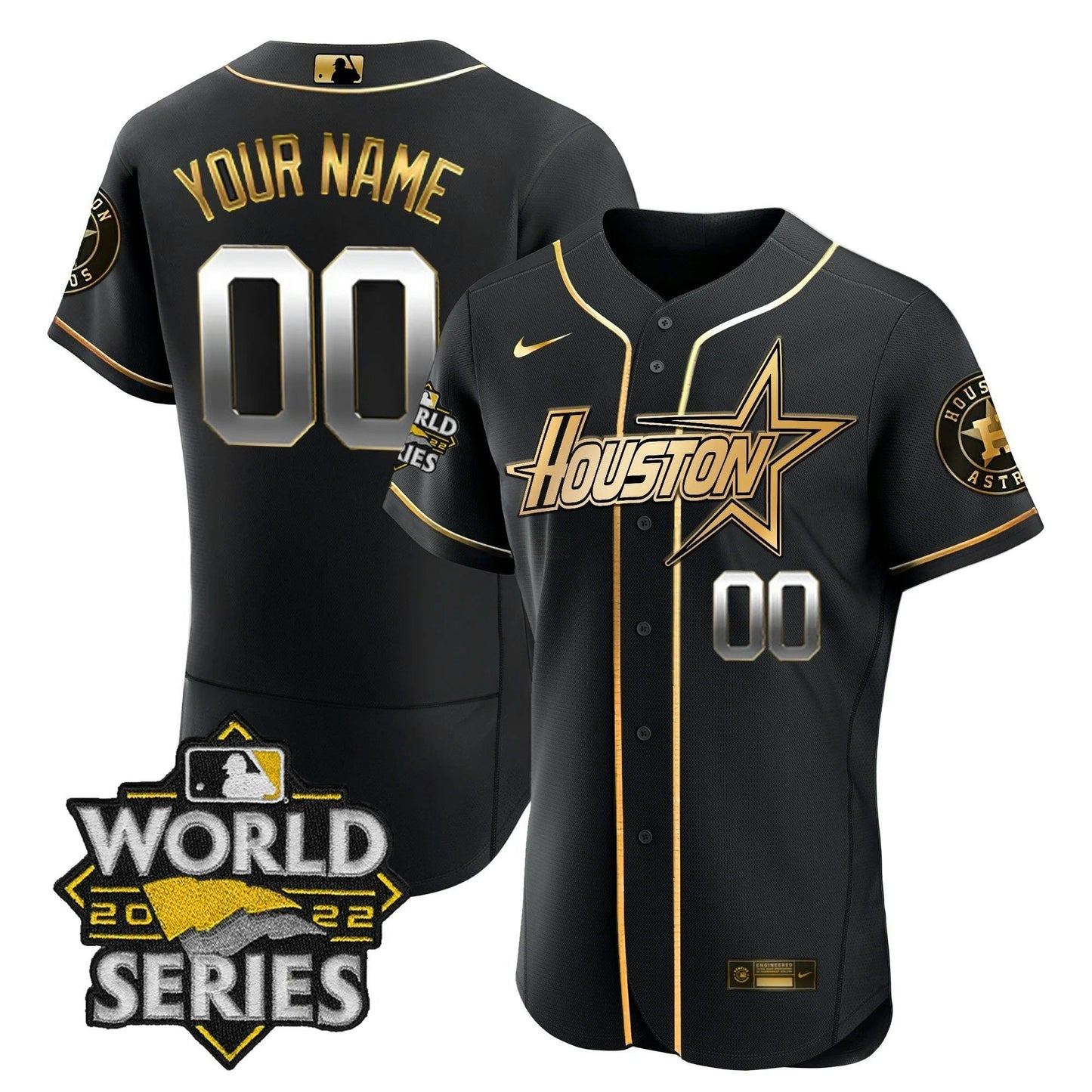 Camisa MLB World Series Preta Dourada Special Jersey