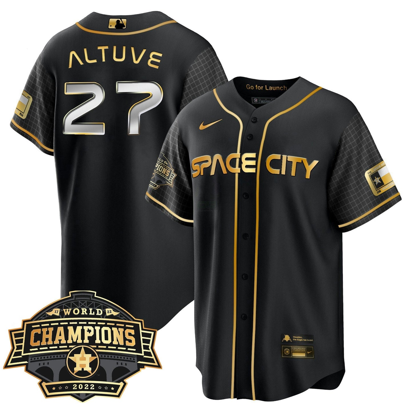 Camisa MLB Youth’s Houston Space City 2022 World Series Champions Patch Limited Jersey