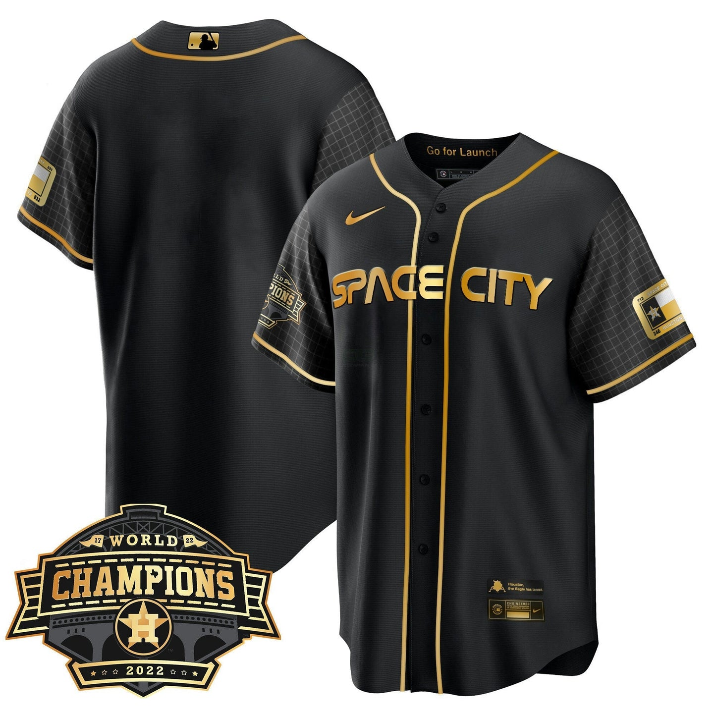 Camisa MLB Youth’s Houston Space City 2022 World Series Champions Patch Limited Jersey