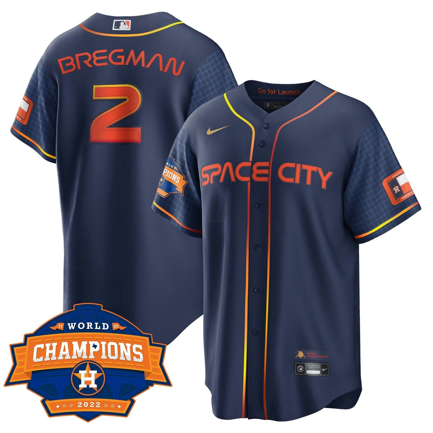 Camisa MLB Youth’s Houston Space City 2022 World Series Champions Patch Limited Jersey