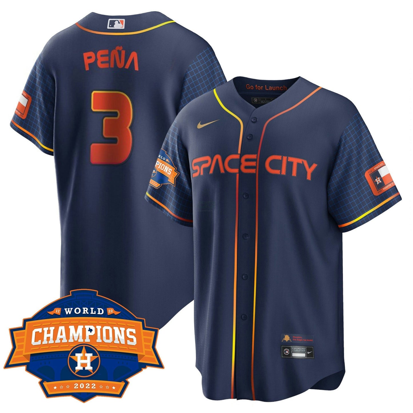 Camisa MLB Youth’s Houston Space City 2022 World Series Champions Patch Limited Jersey