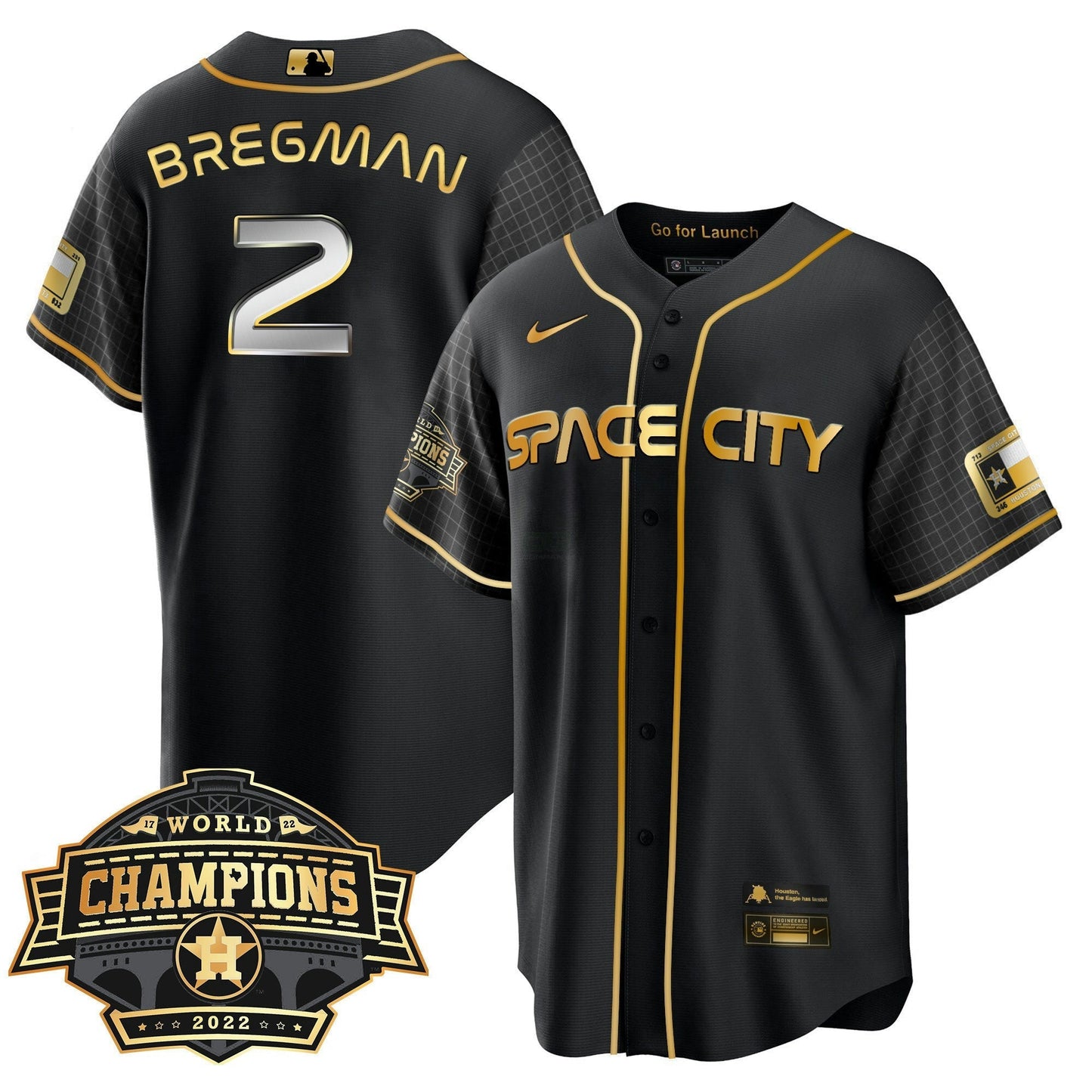 Camisa MLB Youth’s Houston Space City 2022 World Series Champions Patch Limited Jersey